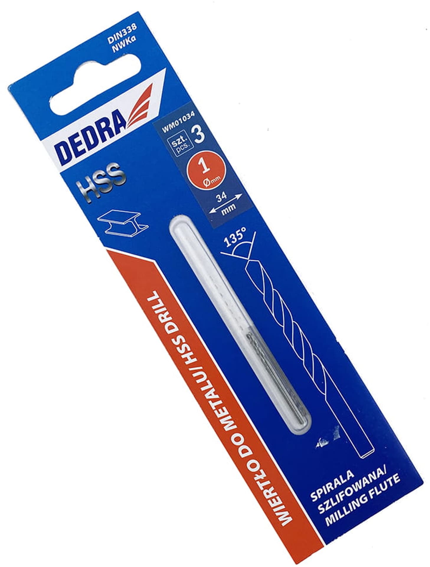 

Wiertło HSS do metalu (śr 1 mm, dł 34 mm, 3 szt)