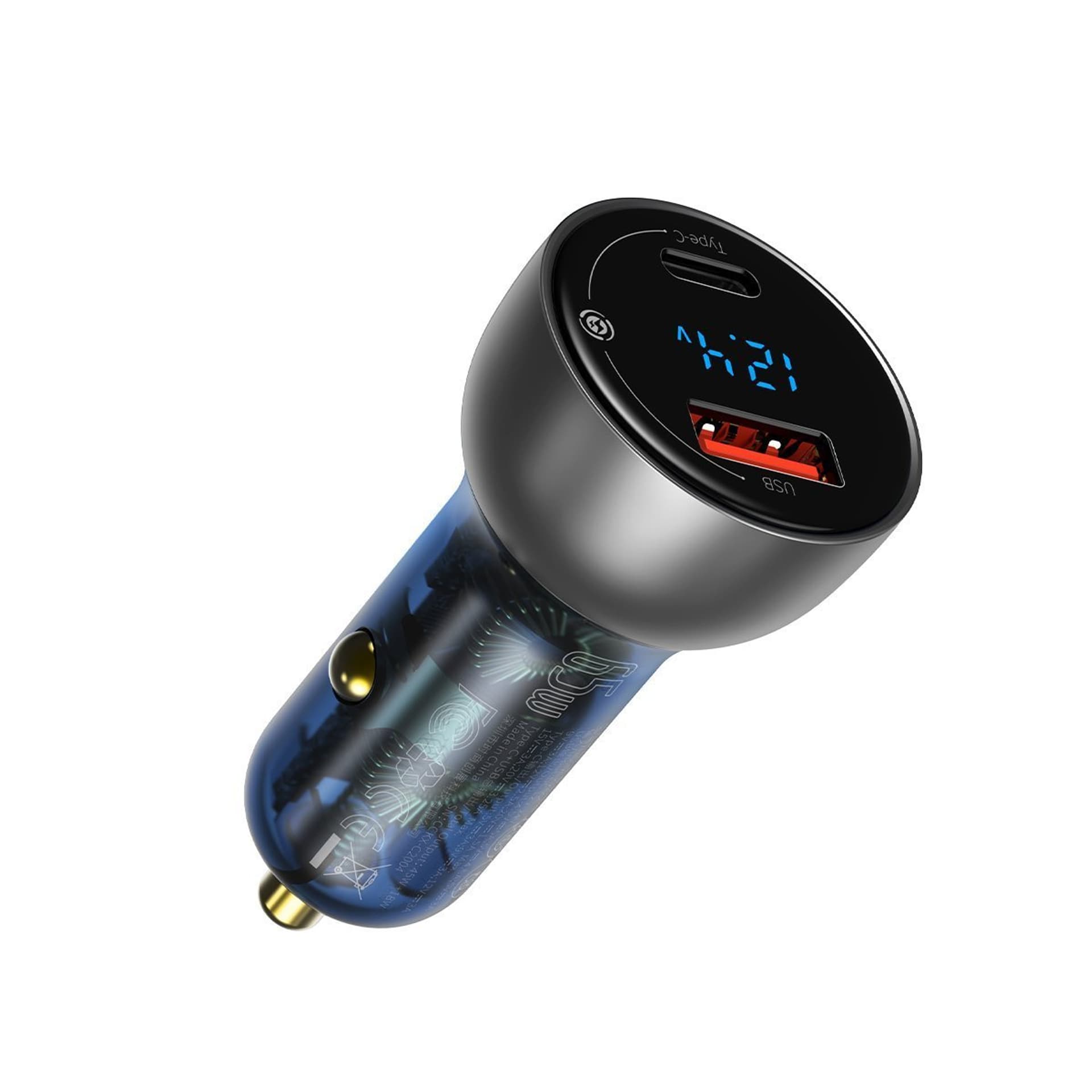 

Ładowarka samochodowa baseus particular digital display z wyświetlaczem, usb + usb-c, qc3.0+pd, 5a, 65w srebrna