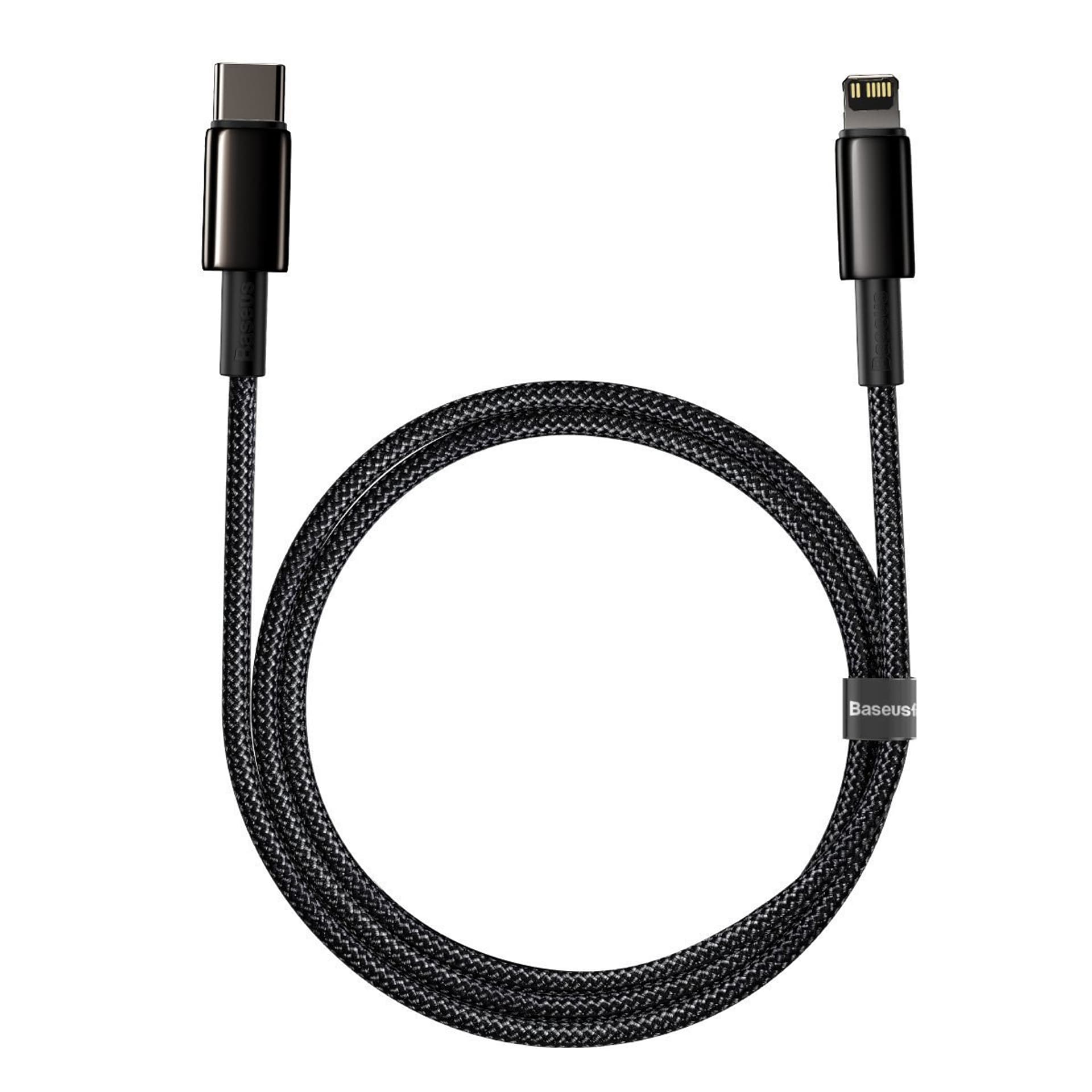 

Kabel USB-C do Lightning Baseus Tungsten Gold, 20W, 5A, PD, 1m (czarny)