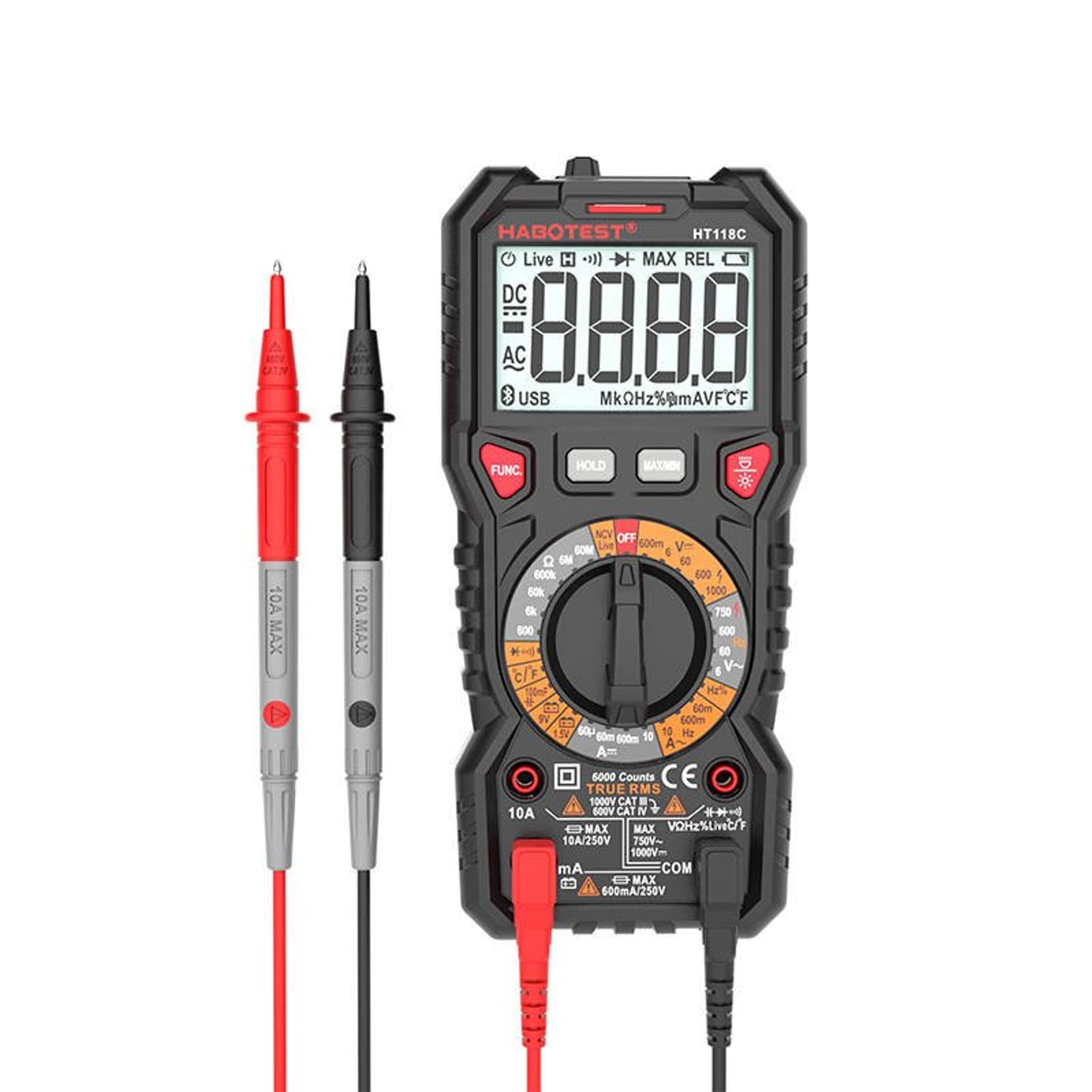 

Multimetr cyfrowy z latarką Habotest HT118C, True RMS, NCV, testowanie akumulatorów
