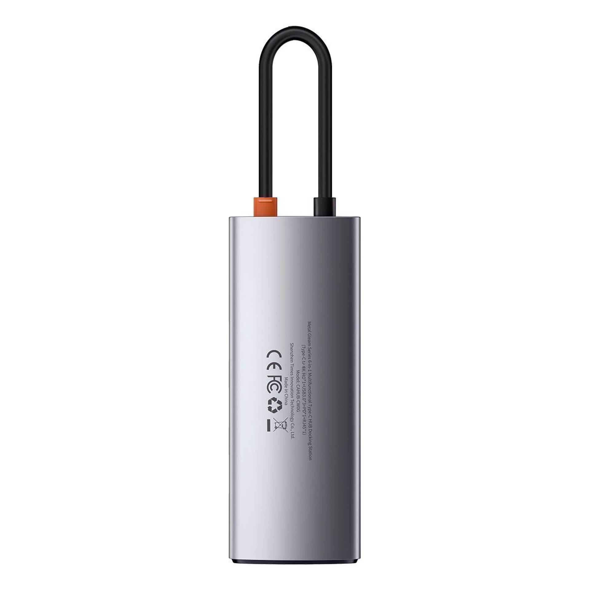 

Hub 5w1 Baseus Metal Gleam Series, USB-C do 3x USB 3.0 + HDMI + USB-C PD
