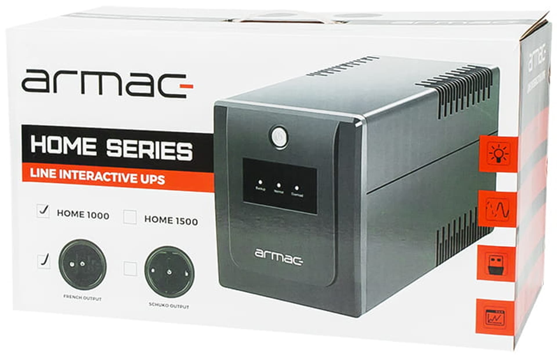 

Zasilanie awaryjne UPS home Armac 2x RJ45 USB (1000 VA)