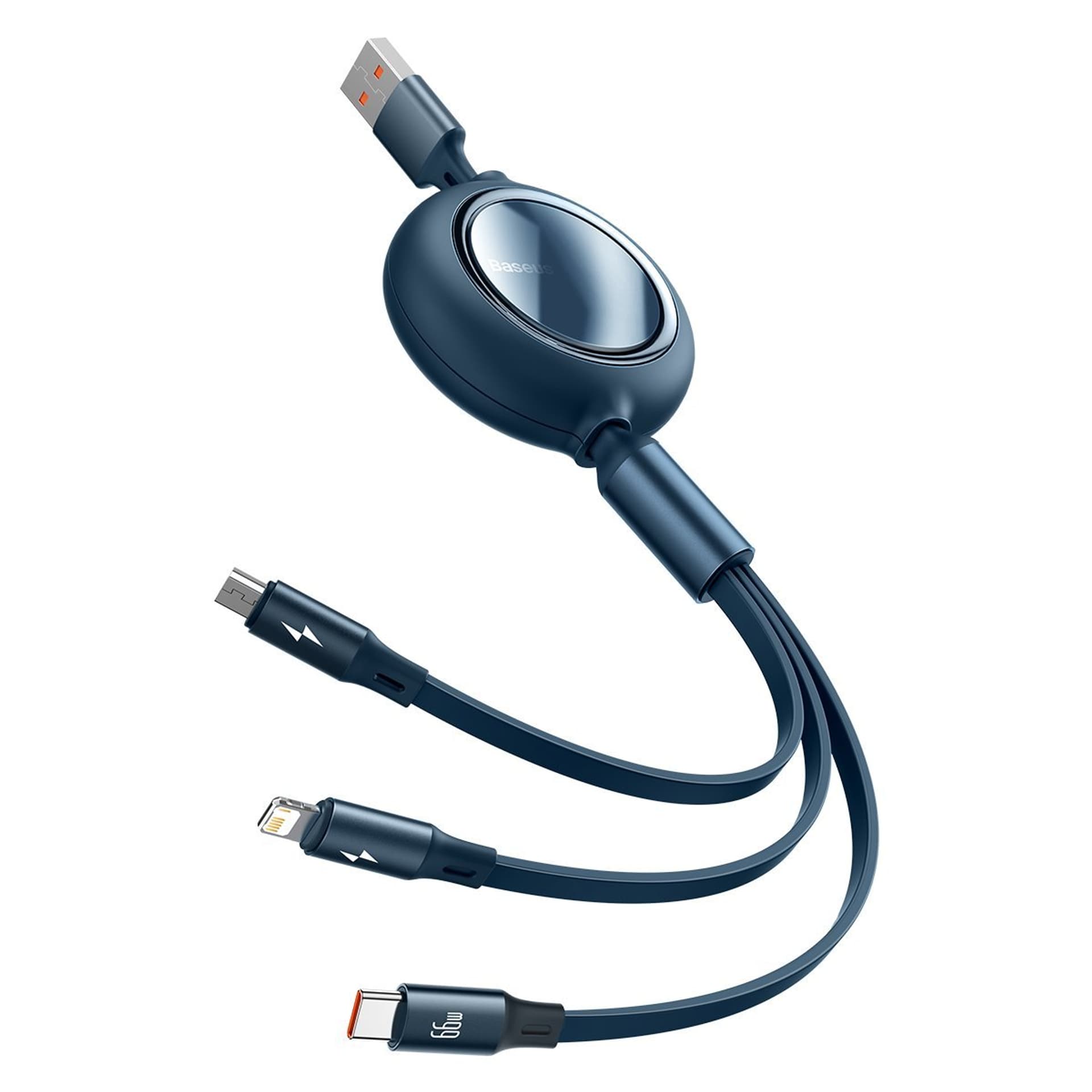 

Kabel USB 3w1 Baseus Bright Mirror, USB do micro USB / USB-C / Lightning, 66W, 1.2m (niebieski)