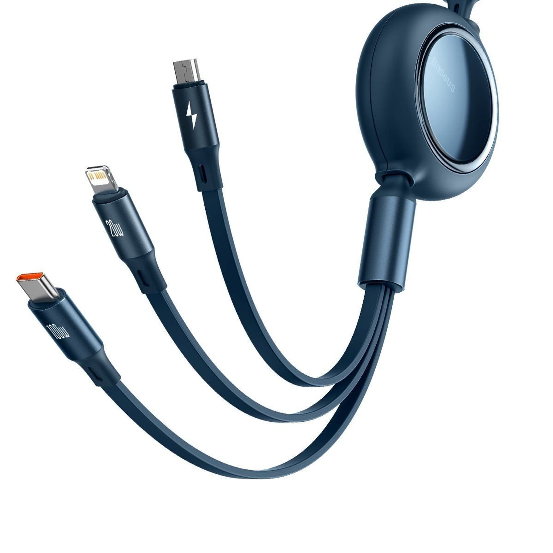 

Kabel USB-C 3w1 Baseus Bright Mirror do micro USB / USB-C / Lightning, 100W, 1.2m (niebieski)