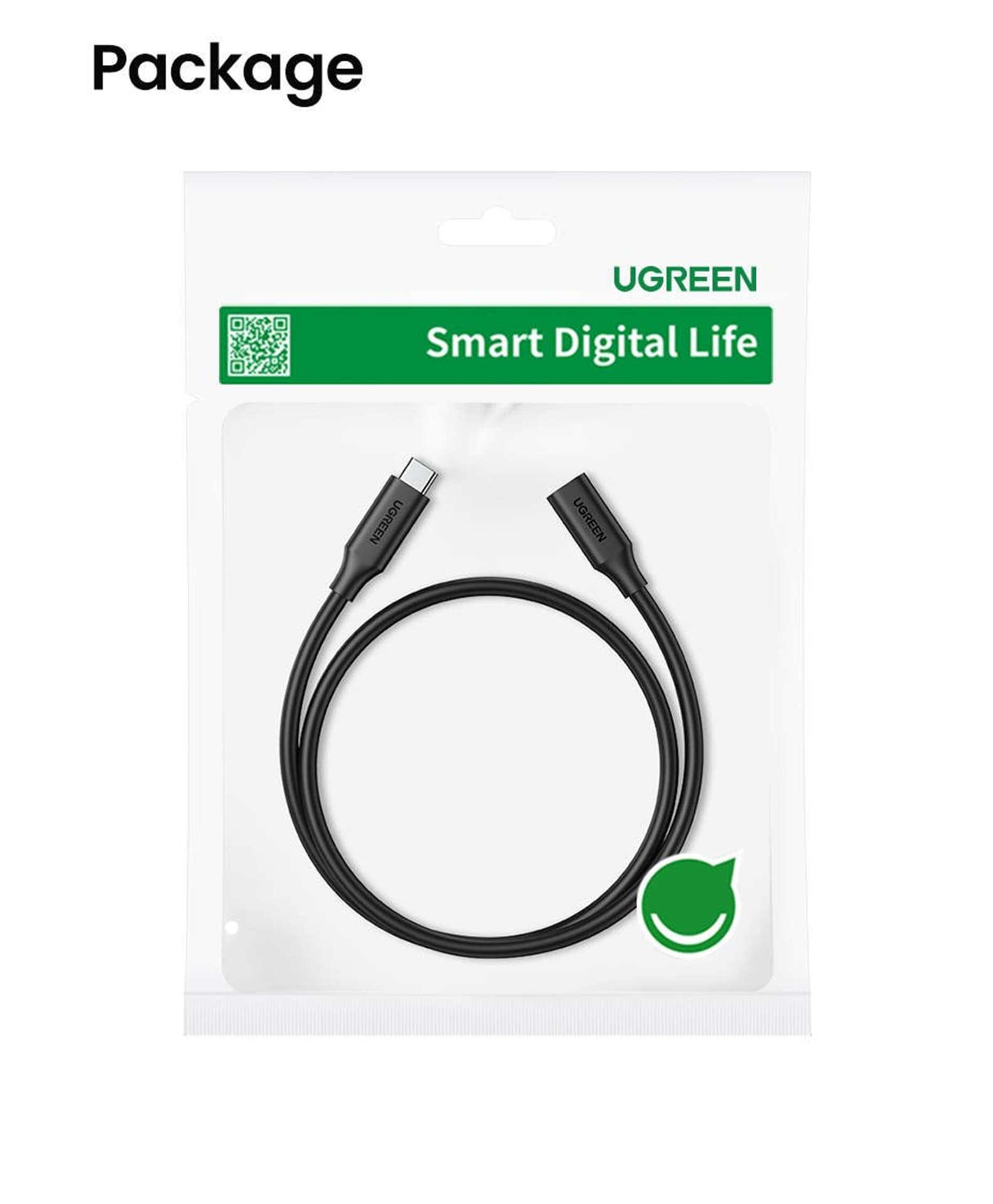 

Przedłużający kabel USB-C 3.1 Gen2 UGREEN, 4K, 100W, 1m (czarny)
