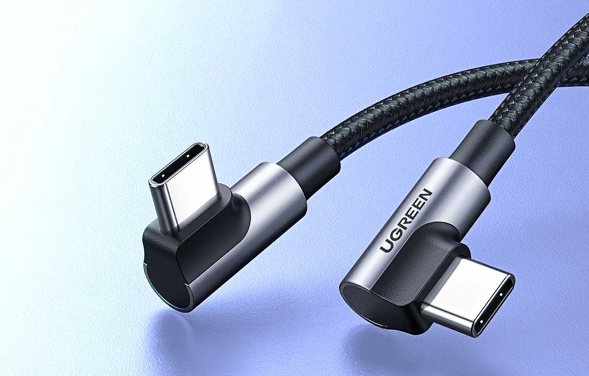 

Kabel USB-C do USB-C kątowy UGREEN US323, PD, 3A 60W, 2m (czarny)