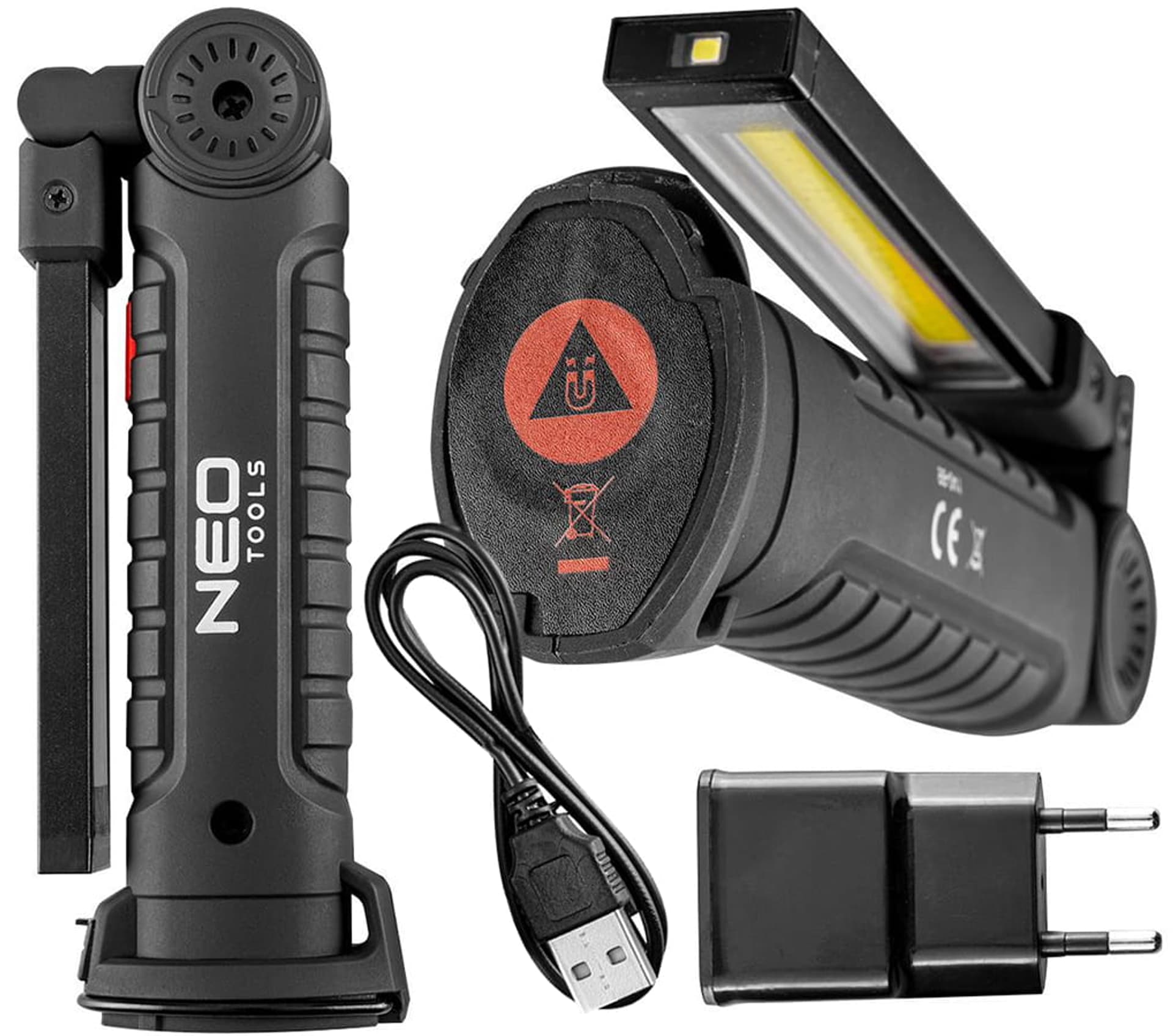 

Lampa warsztatowa akumulatorowa COB + latarka, Neo