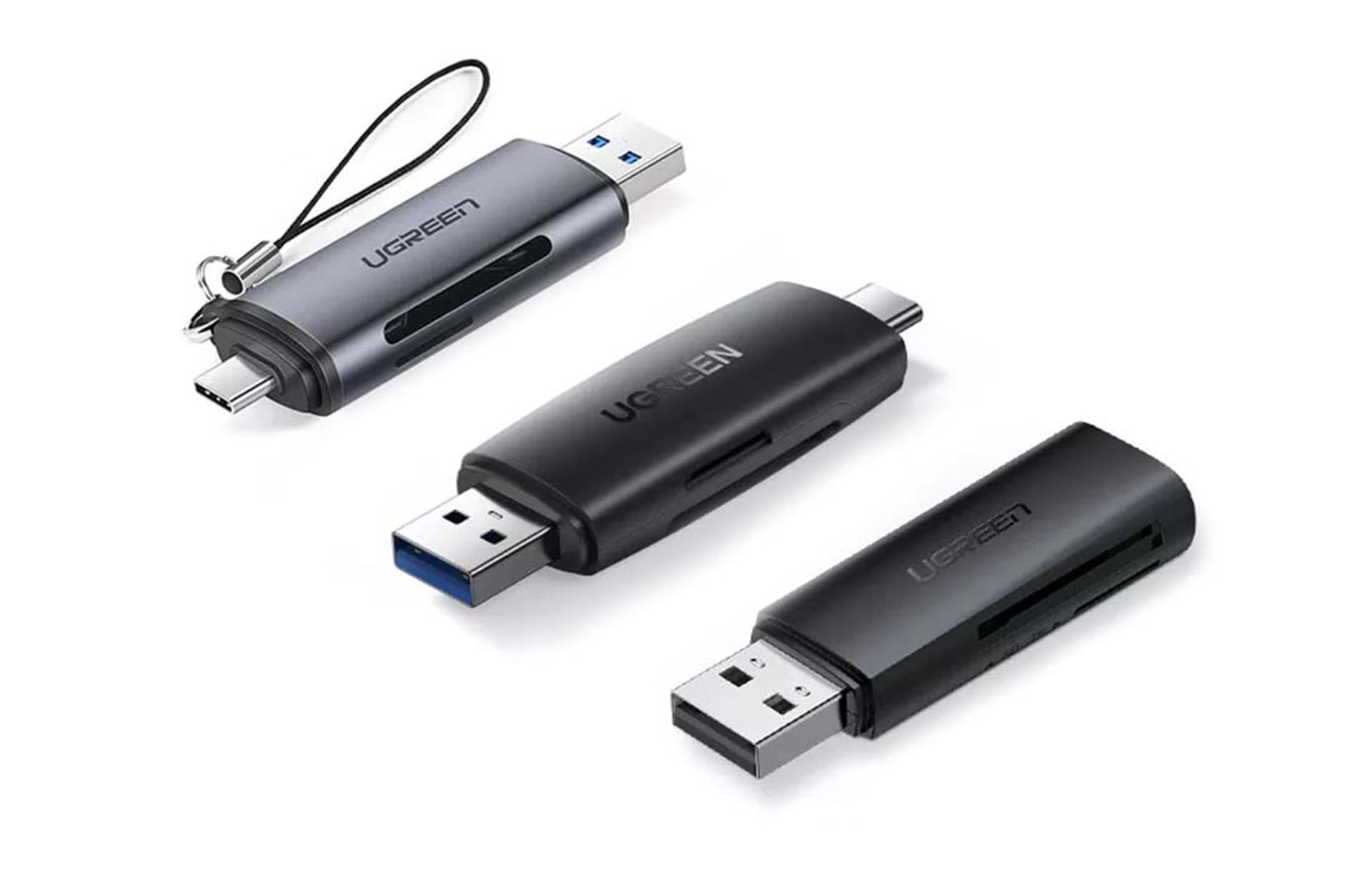 

Adapter USB + USB-C UGREEN CM304 czytnik kart SD + microSD (czarny)