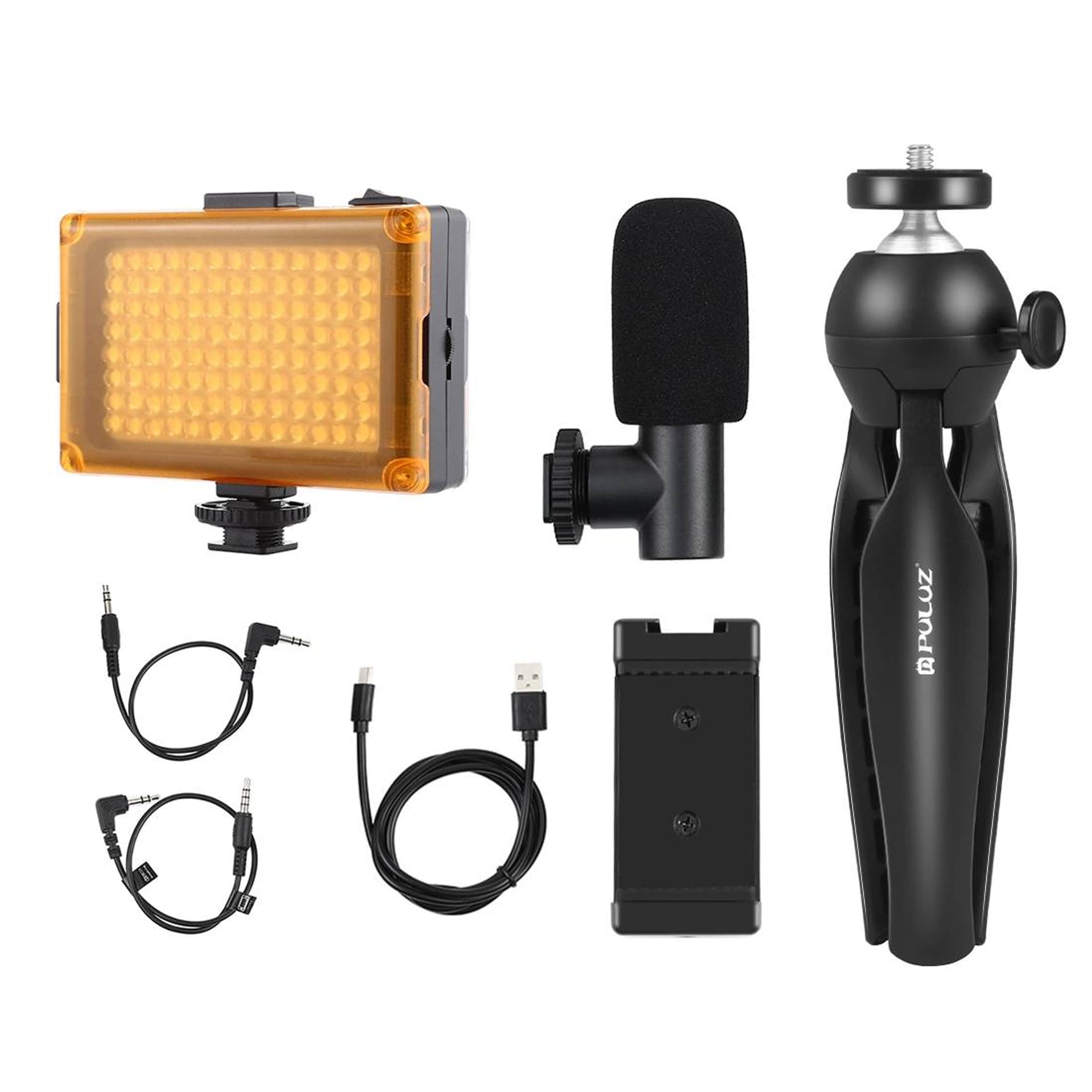 

Zestaw do nagrywania live Puluz statyw + lampa LED + mikrofon + klamra na telefon PKT3132B