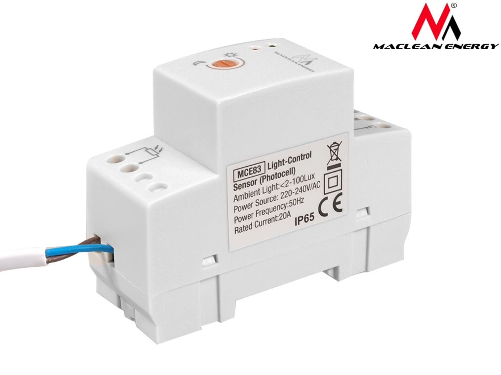 

Wyłącznik zmierzchowy Maclean,na szynę DIN, z zewnętrzną sondą, 220-240V/AC, 50Hz, 20A, MCE83
