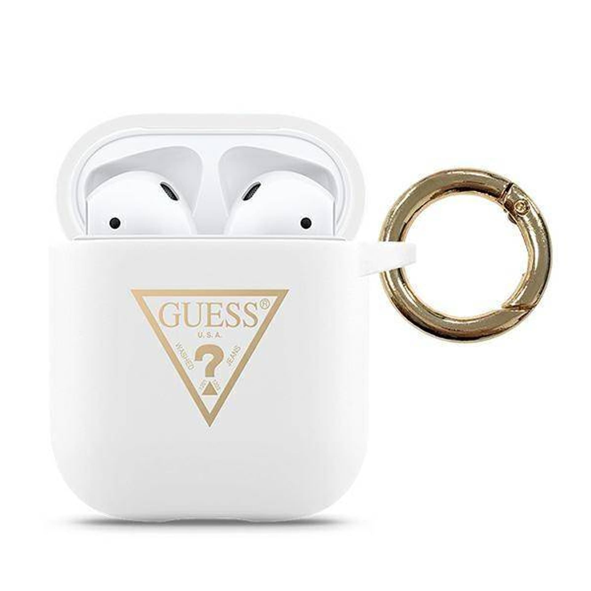 

Guess GUACA2LSTLWH AirPods cover biały/white Silicone Triangle Logo