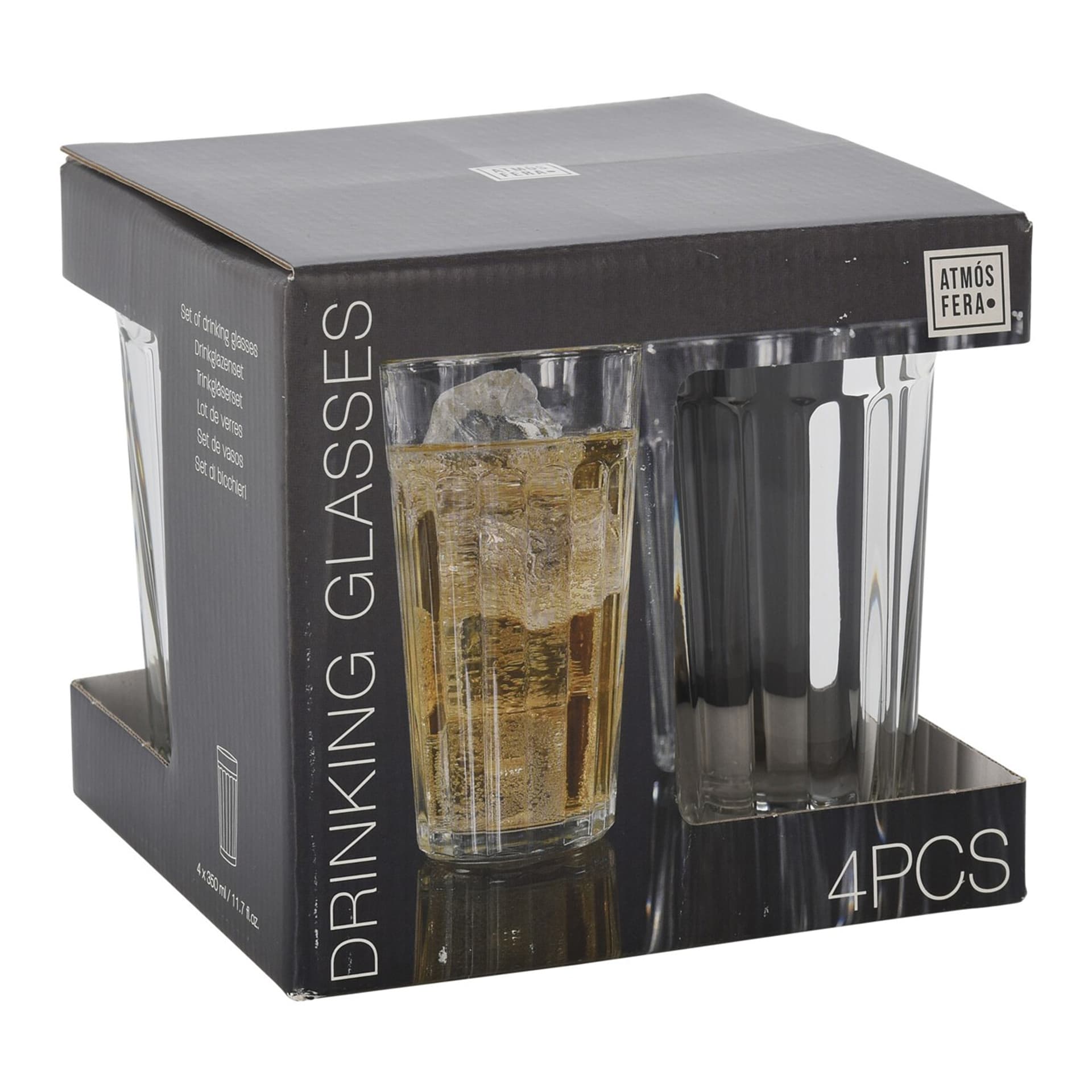 

Komplet 4 przeźroczystych szklanek 350ml