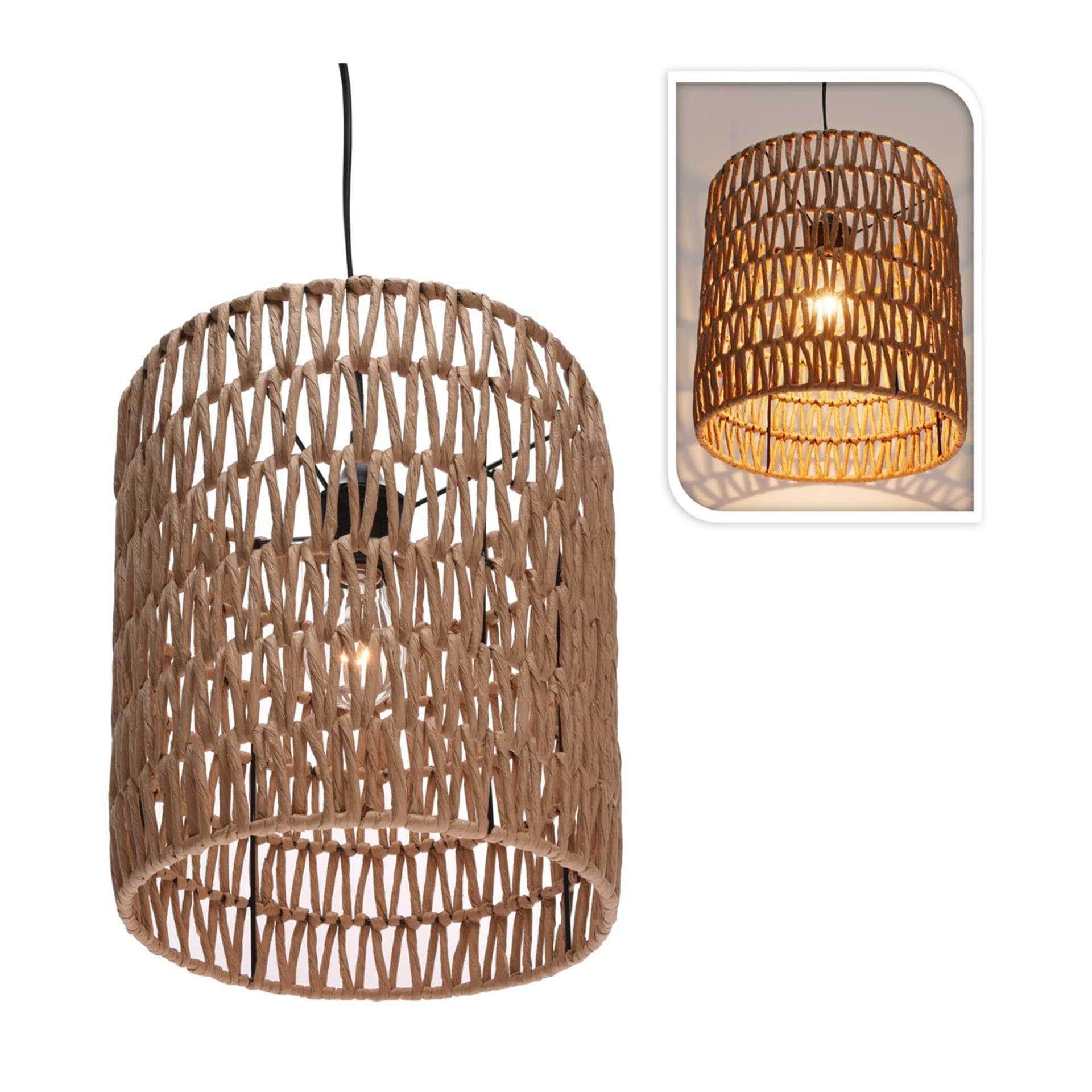 

Lampa sufitowa pleciona Boho beżowa