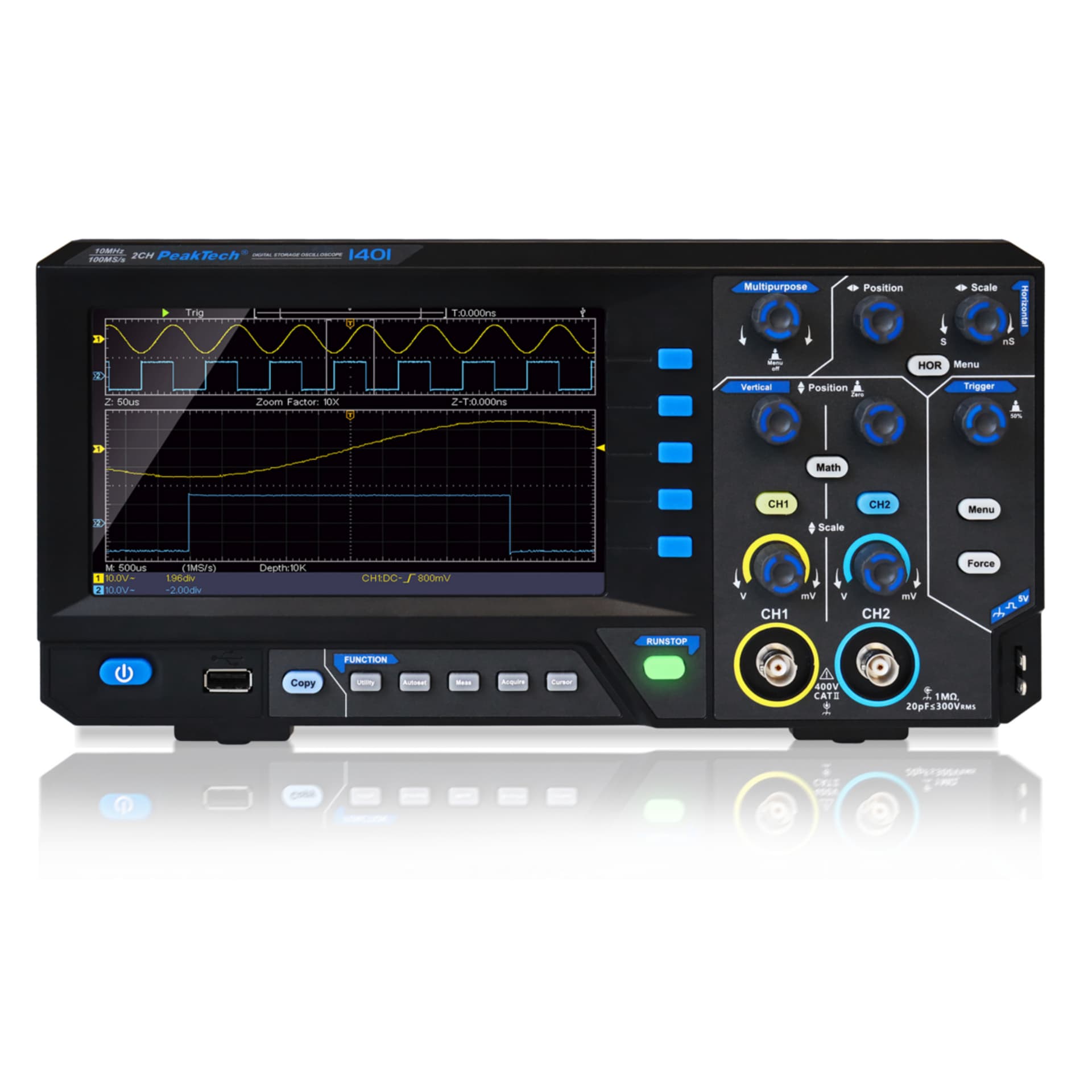 

Oscyloskop cyfrowy 2CH 10MHz 100MS/s PeakTech 1401