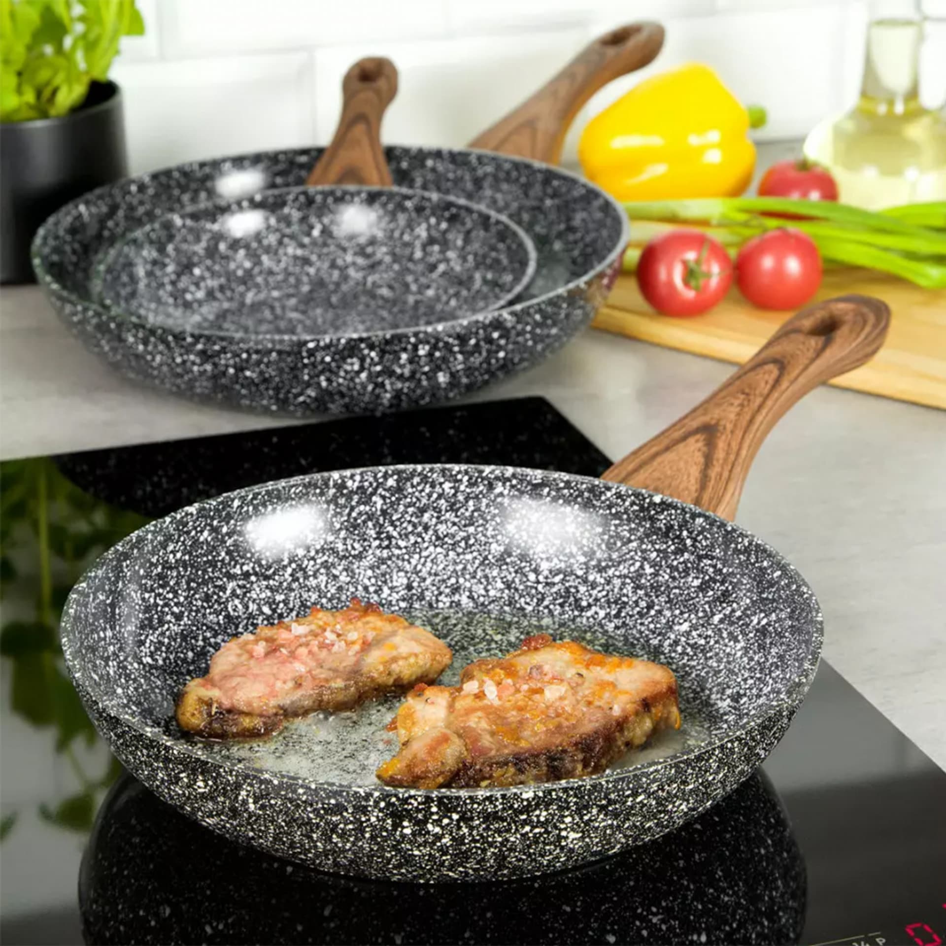 

3 PATELNIE GRANITOWE GRANIT WOOD KINGHOFF KH-1030