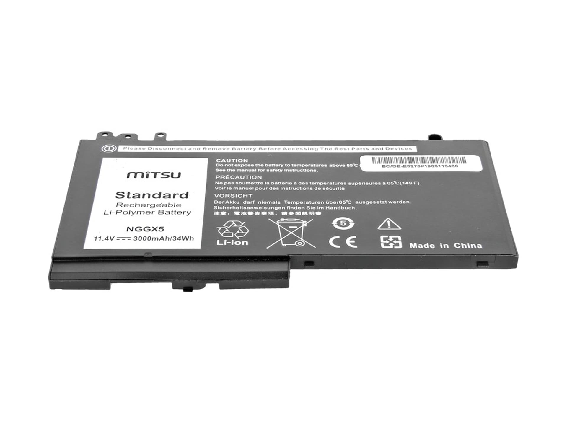 

Bateria do laptopa MITSU BC/DE-E5270 5BM305 (34 Wh; do laptopów Dell)