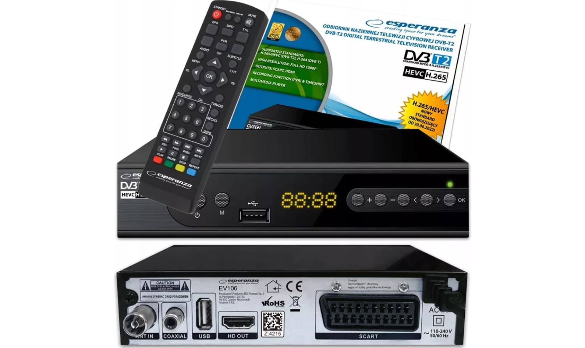 

ESPERANZA TUNER DVB-T2 H.265/HEVC EV106R