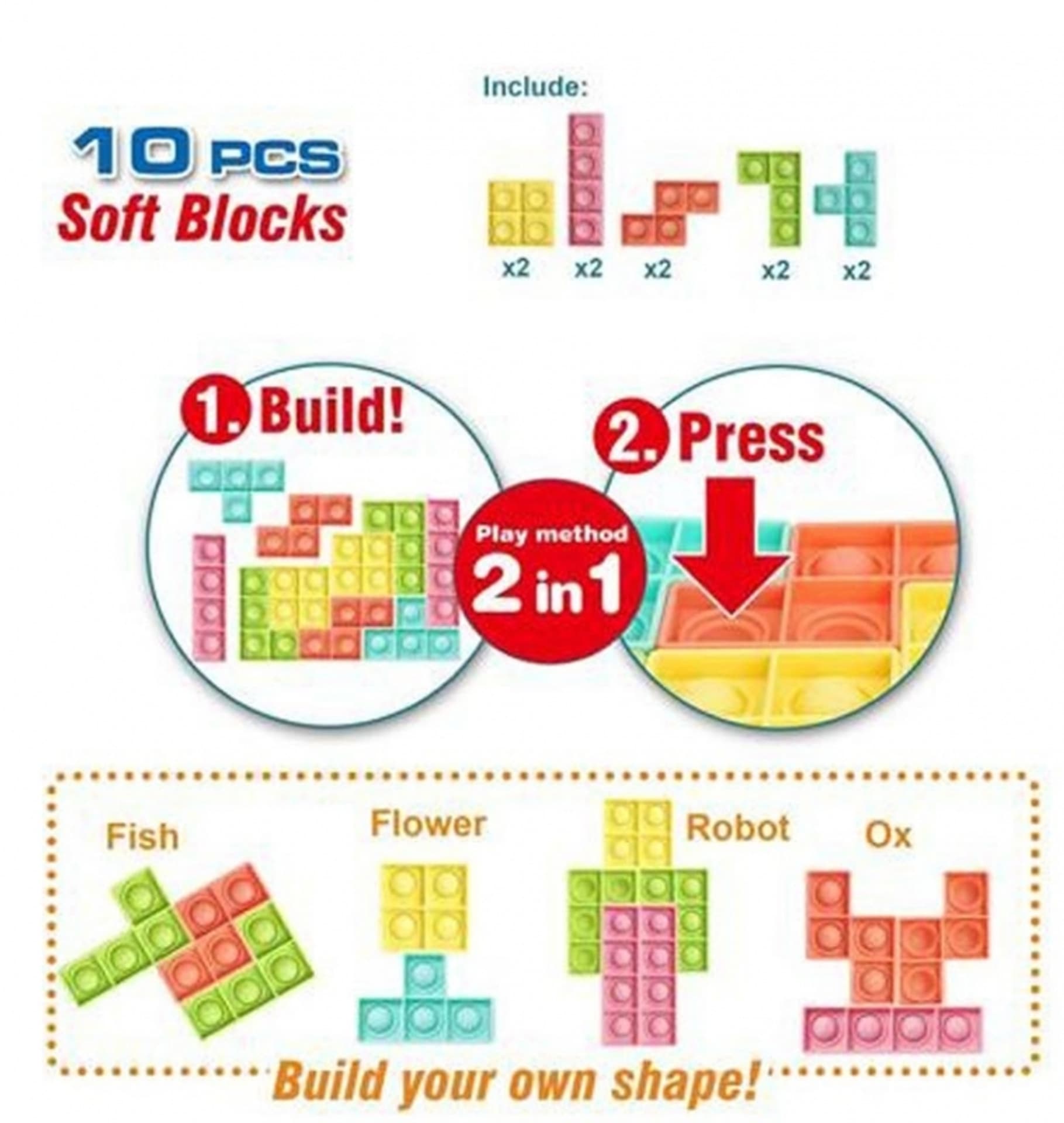

Gra TETRIS silikonowe klocki PUSH POP BUBBLE