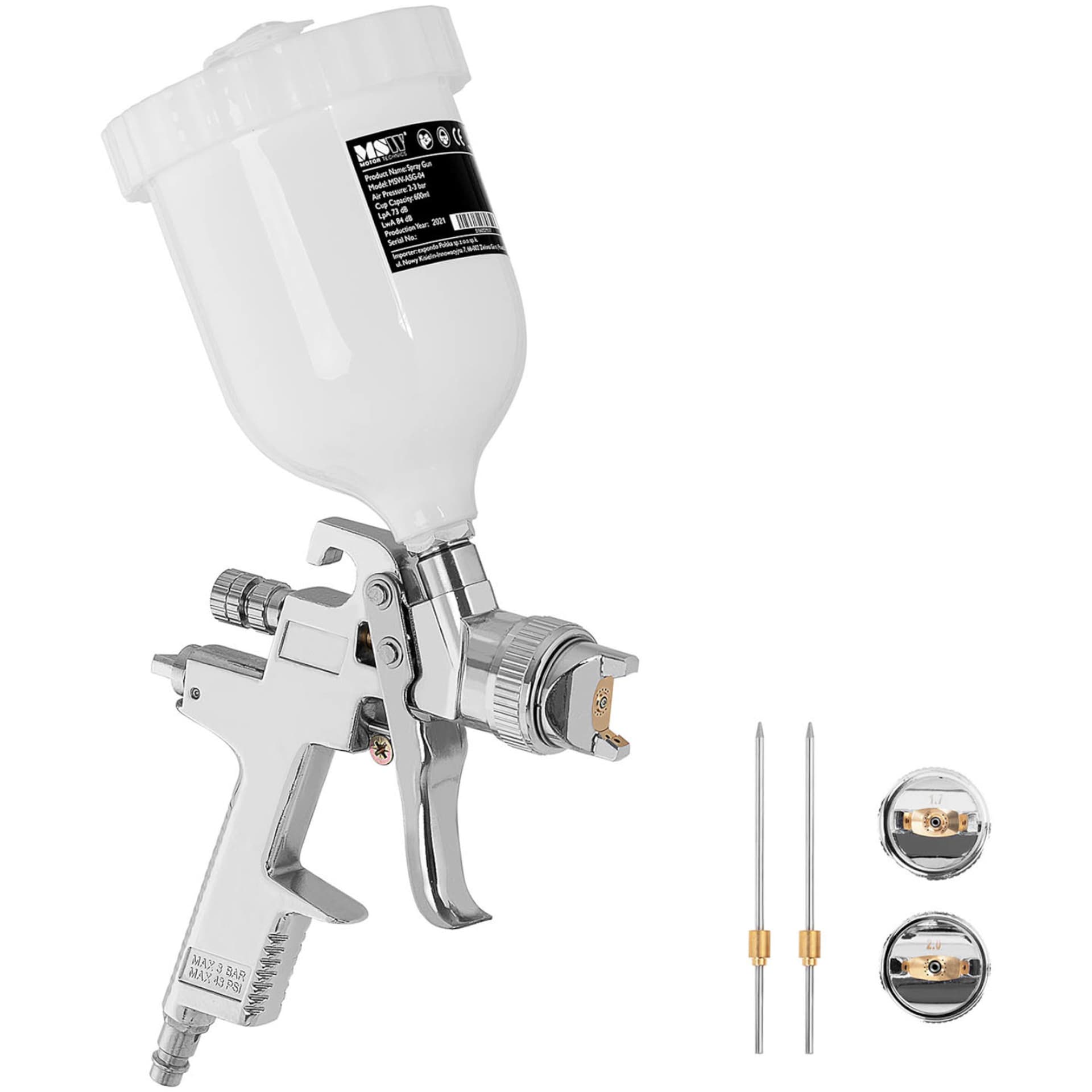 

Pistolet malarski lakierniczy do malowania natryskowego HVLP 3 dysze 600 ml 3.5-5 bar