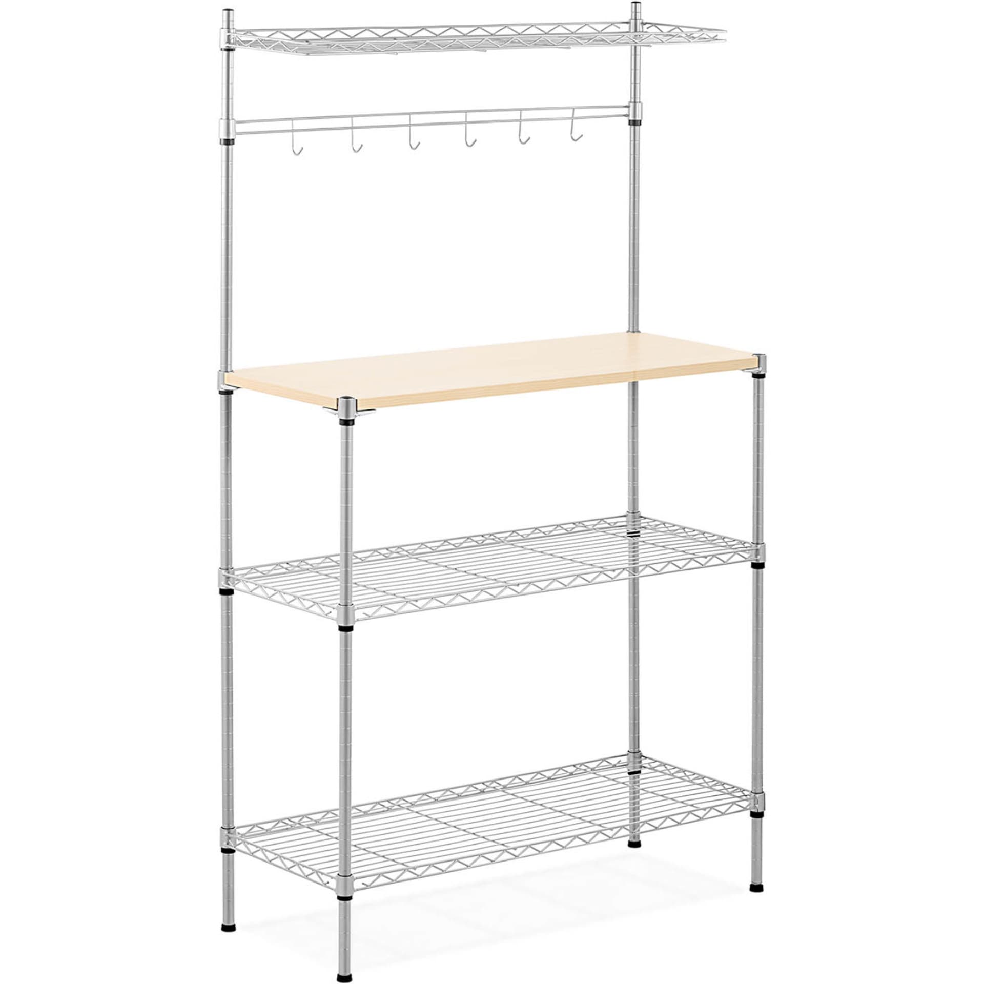 

Regał druciany metalowy do kuchni magazynu 4 półki haczyki 90 x 35 x 152 cm do 121 kg