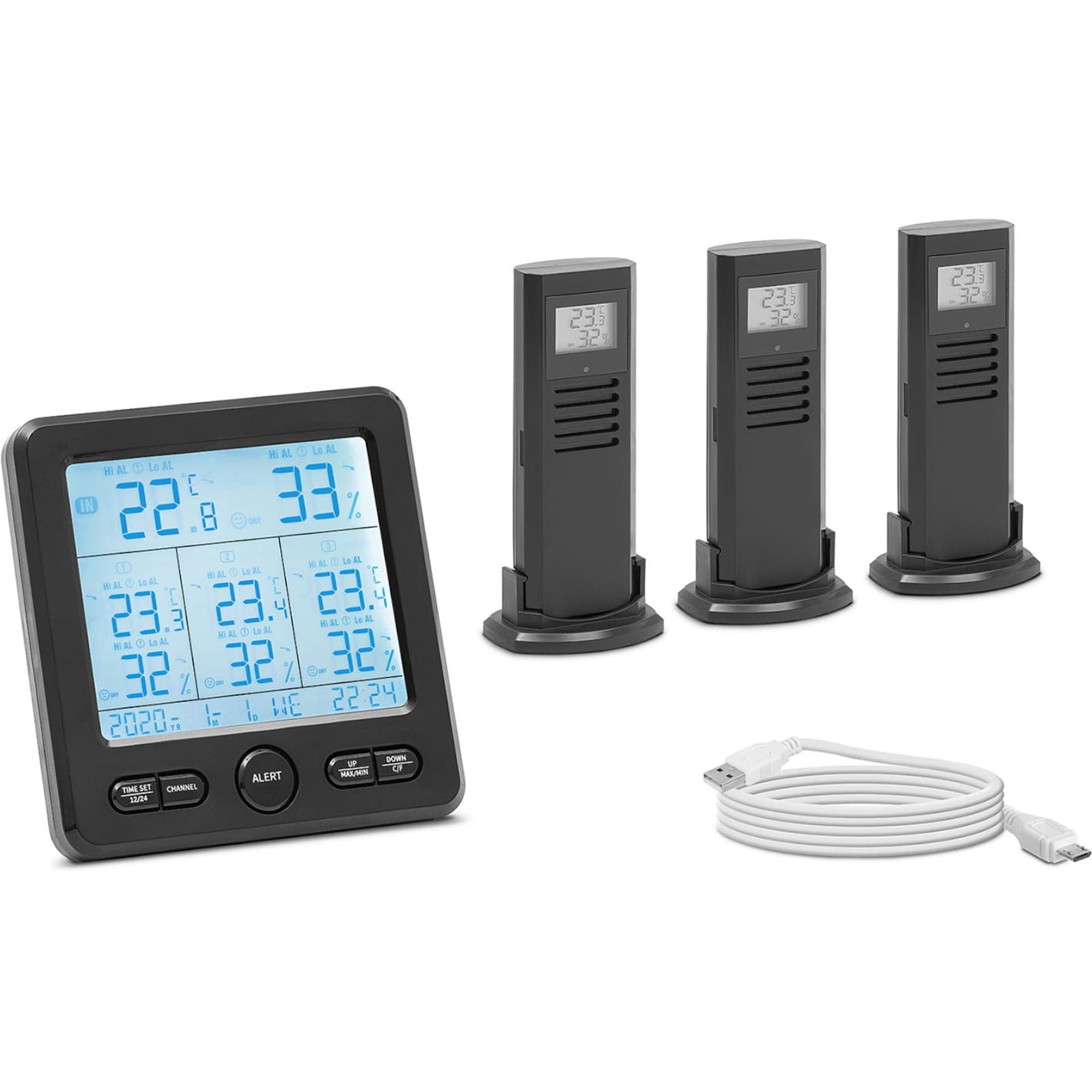 

Bezprzewodowa stacja pogodowa z alarmem LCD 3 czujniki