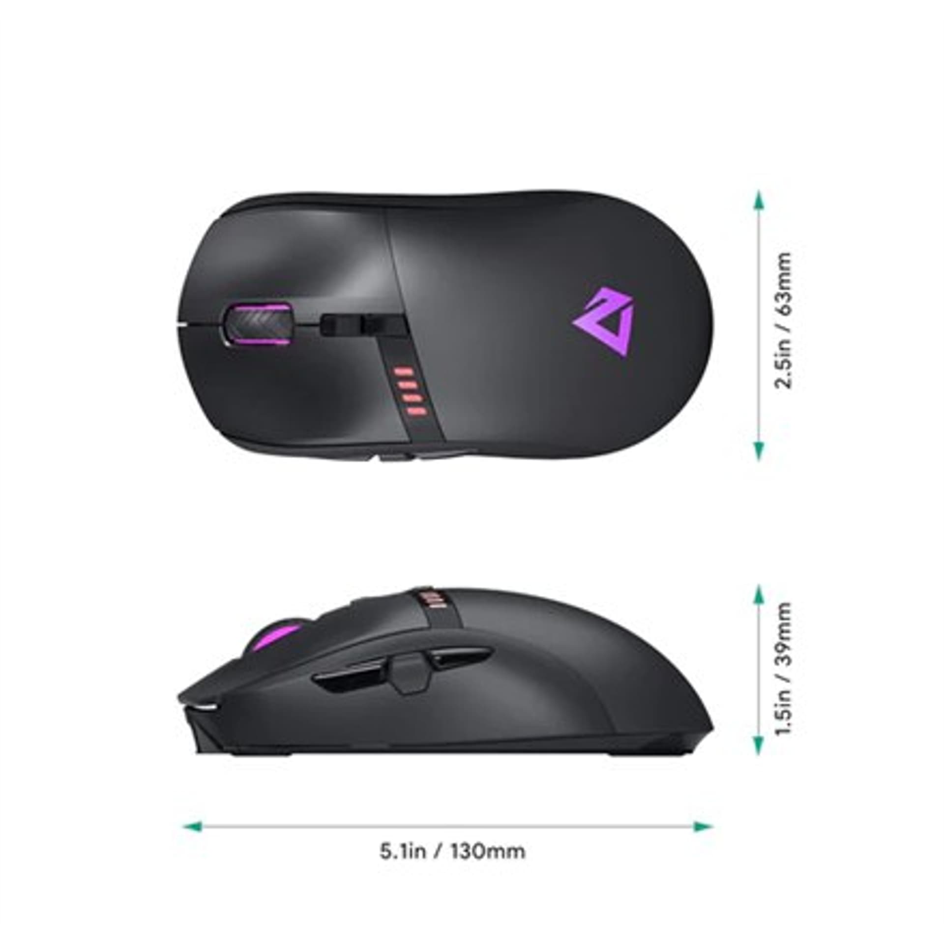 

Aukey Mouse GM-F5 Optical, podświetlenie LED RGB, czarna, Gaming Mouse, bezprzewodowa