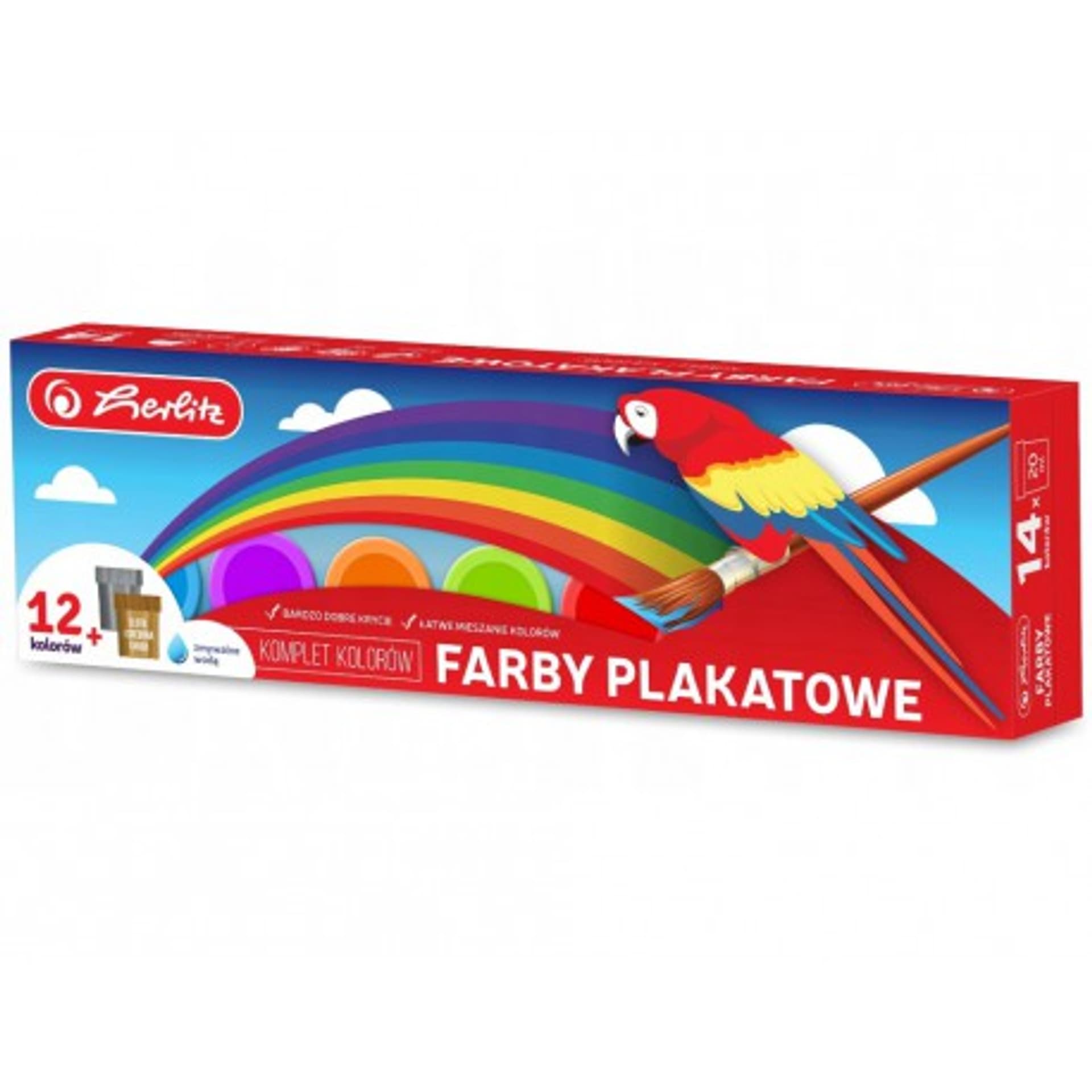 

Farby plakatowe szkolne w kubeczkach 20ml – 14 kolorów złoty