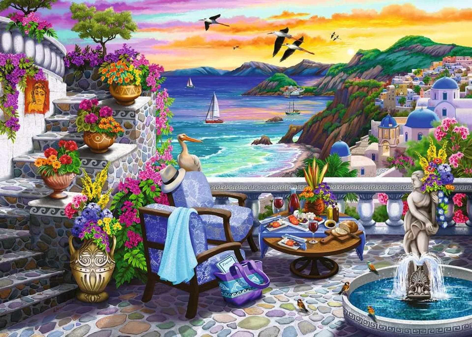 

Puzzle 2D Duży Format Zachód słońca nad Santorini 300 elementów