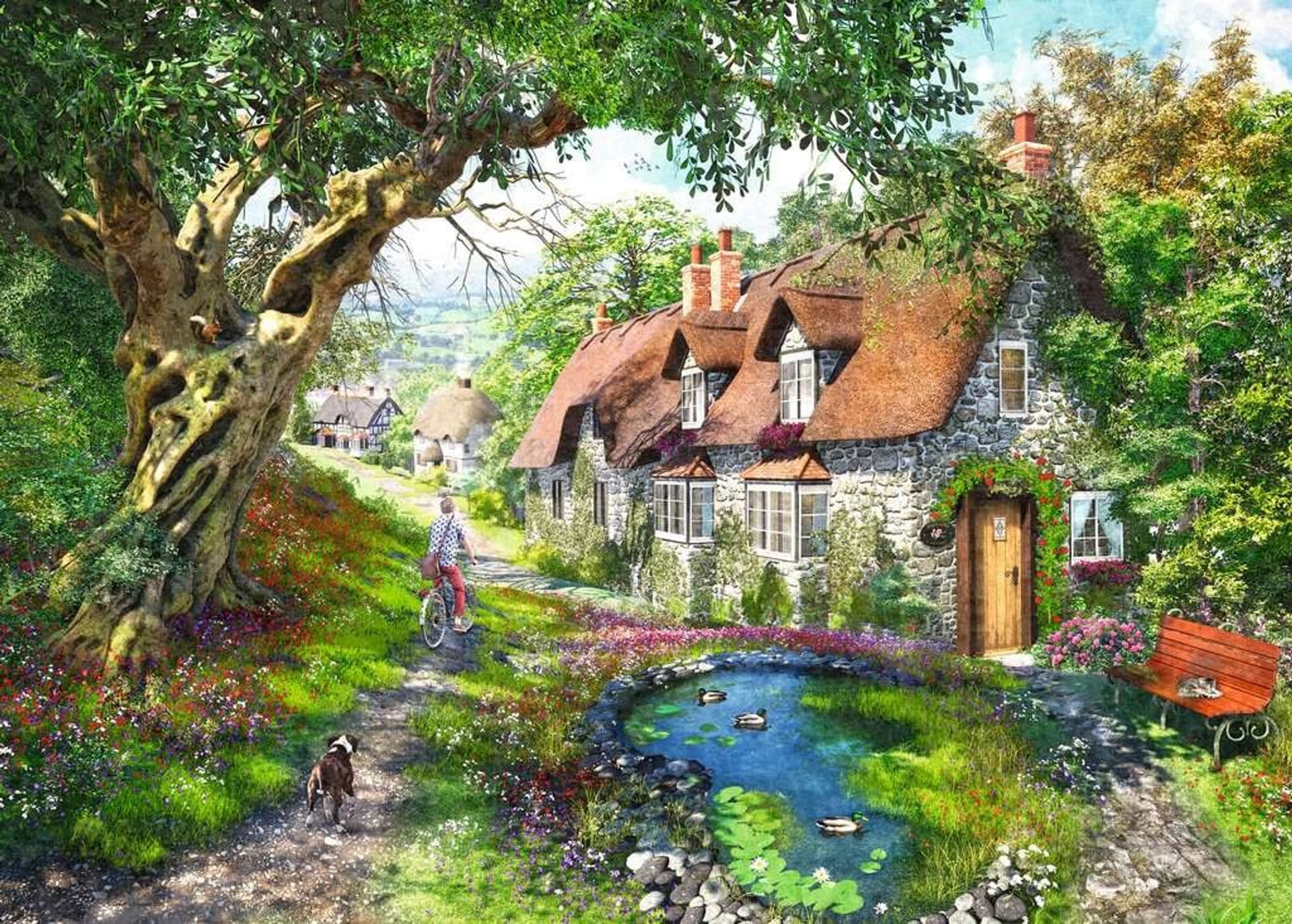 

Puzzle 2D 1000 elementów Droga wśród wzgórza kwiatów