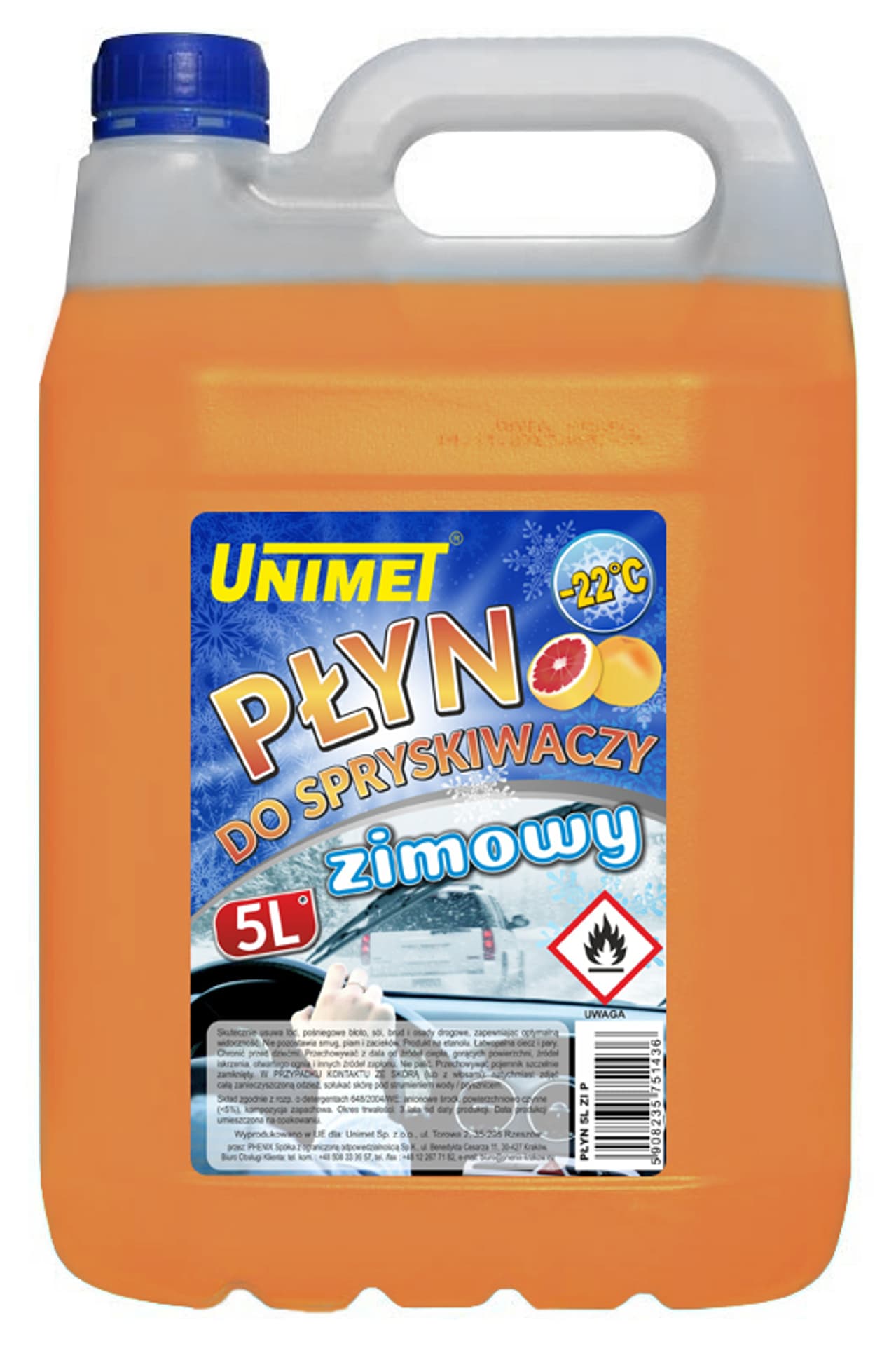 

PŁYN DO SPRYSKIWACZY ZIMOWY 5L DO-22 NA ETANOLU POMARAŃCZOWY