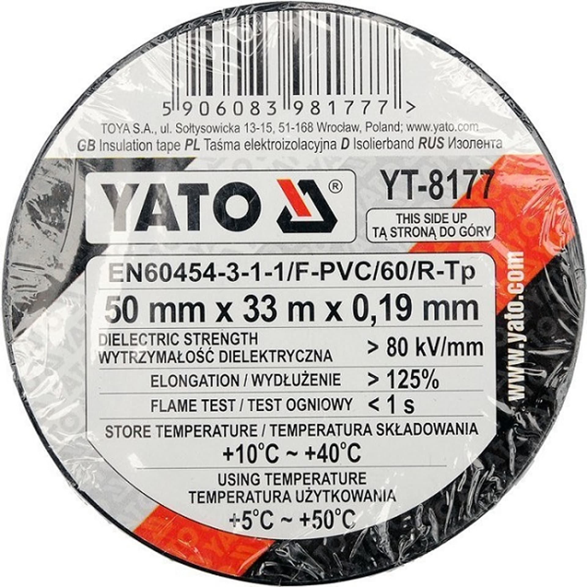 

TAŚMA ELEKTROIZOLACYJNA CZARNA 50MM*33M