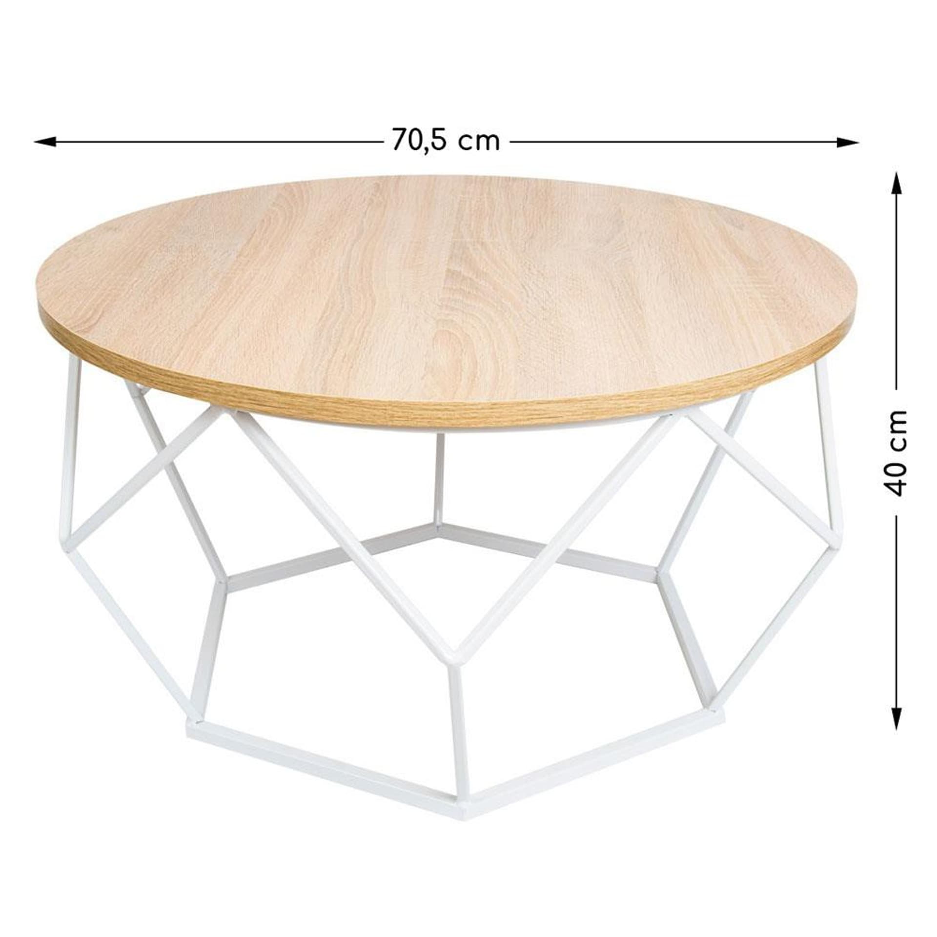 

Stolik kawowy Diamond 70 cm biały jasny GLAM