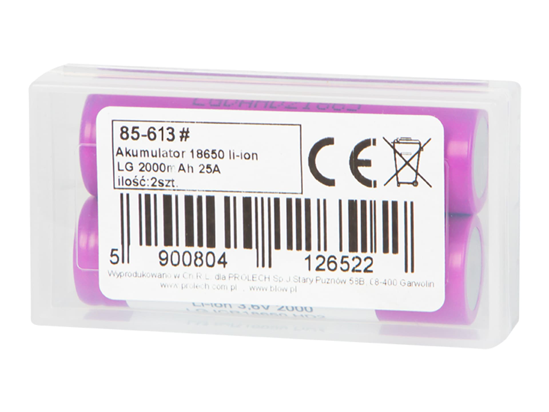 

Akumulator 18650 li-ion LG 2000mAh 25A