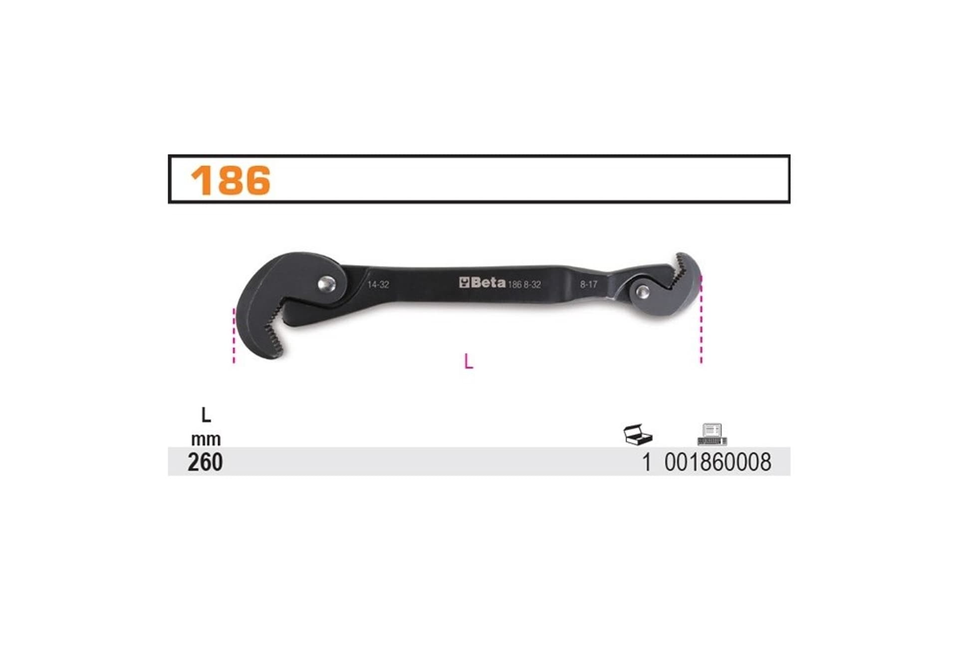 

KLUCZ SAMONASTAWNY SAMOZACISKOWY DWUSTRONNY 8-32MM