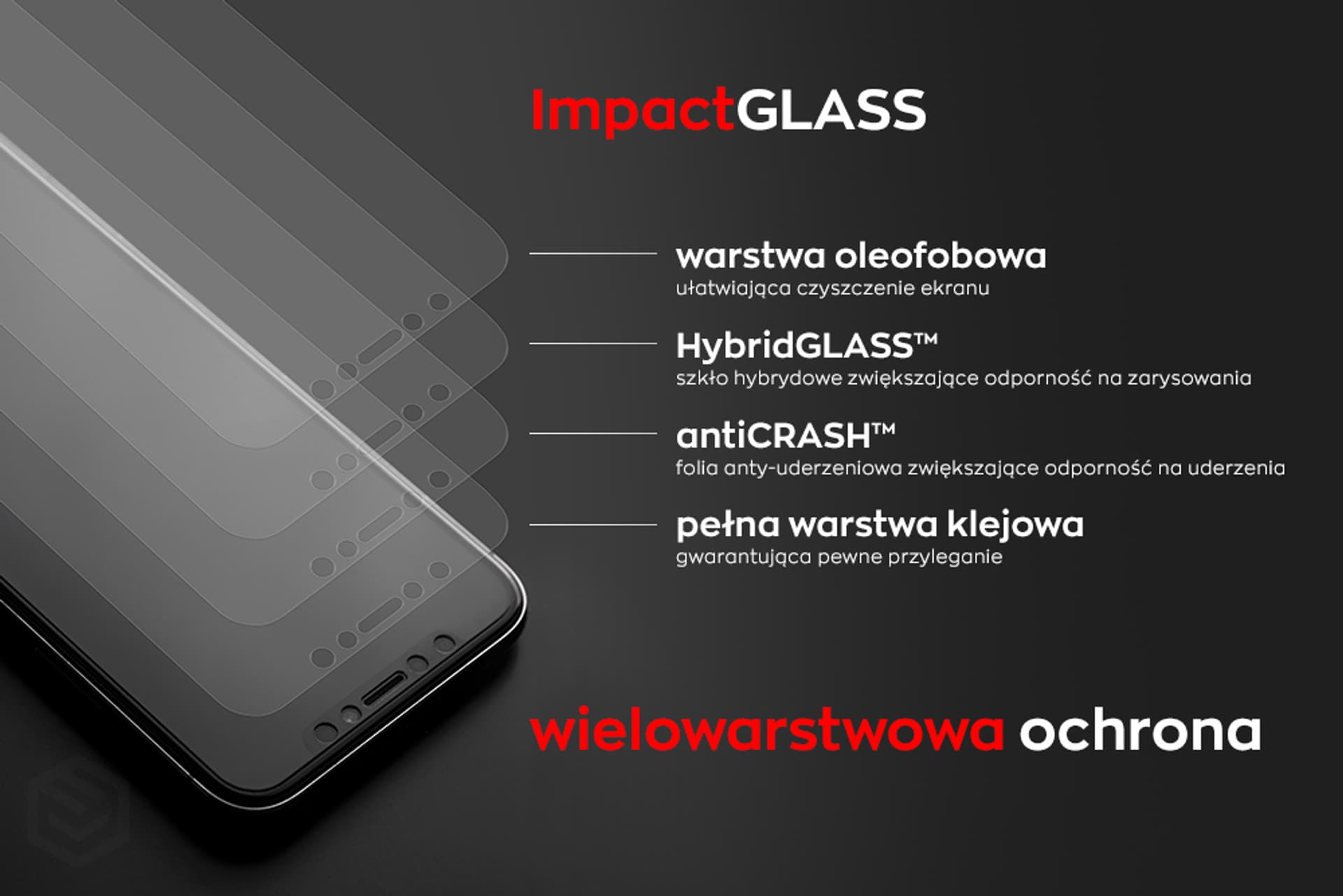 

MS ImpactGLASS iPhone 11 Pro / X / Xs 5,8" czarny/black Antyuderzeniow szkło hybrydowe 8H