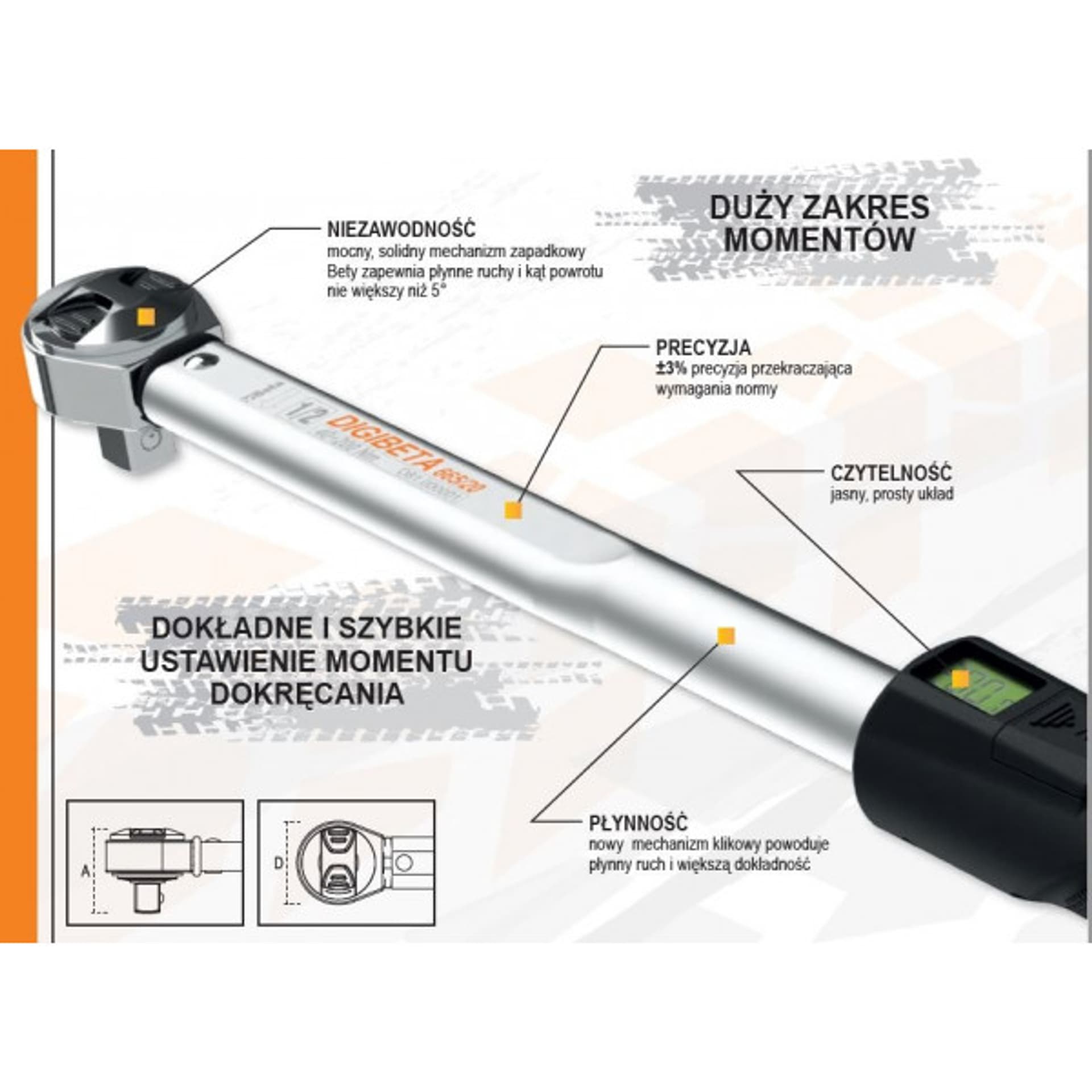 

KLUCZ DYNAMOMETRYCZNY 20-100NM 3/8''