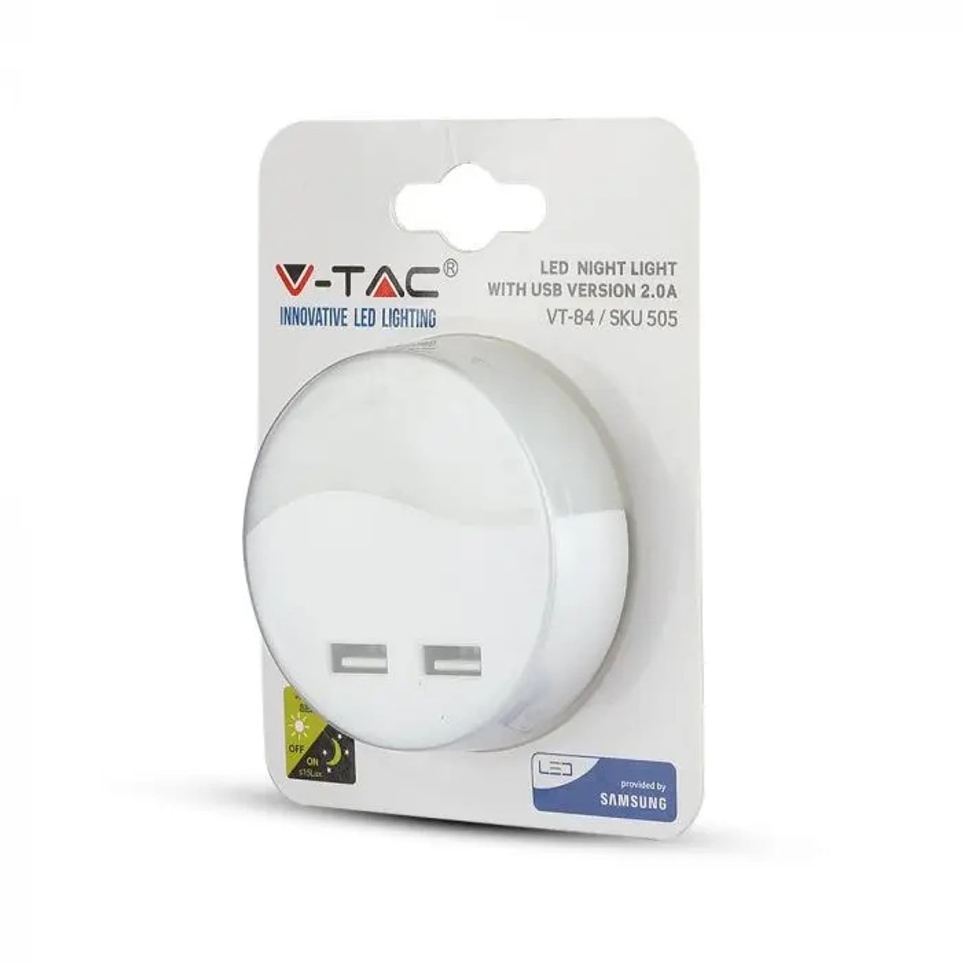

Lampka nocna do gniazdka LED USB 4000K