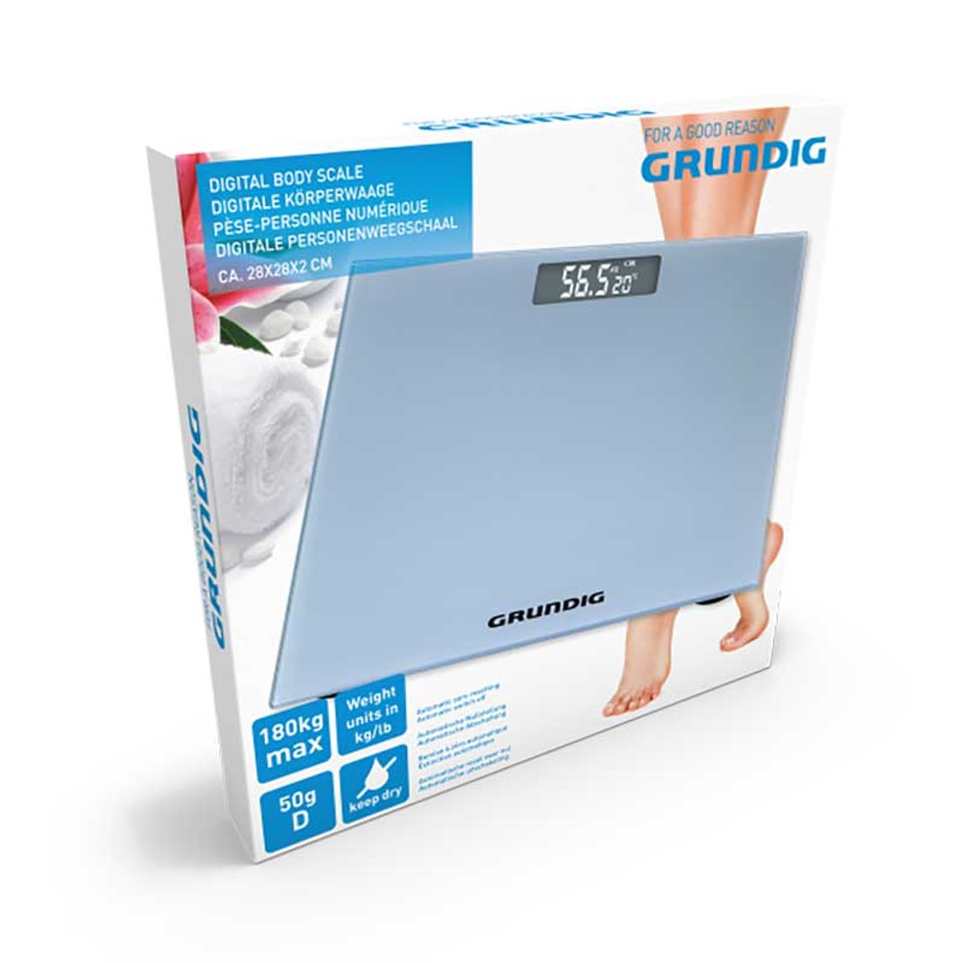 

Grundig - Elektroniczna waga łazienkowa, szklana, do 180 kg (srebrny)