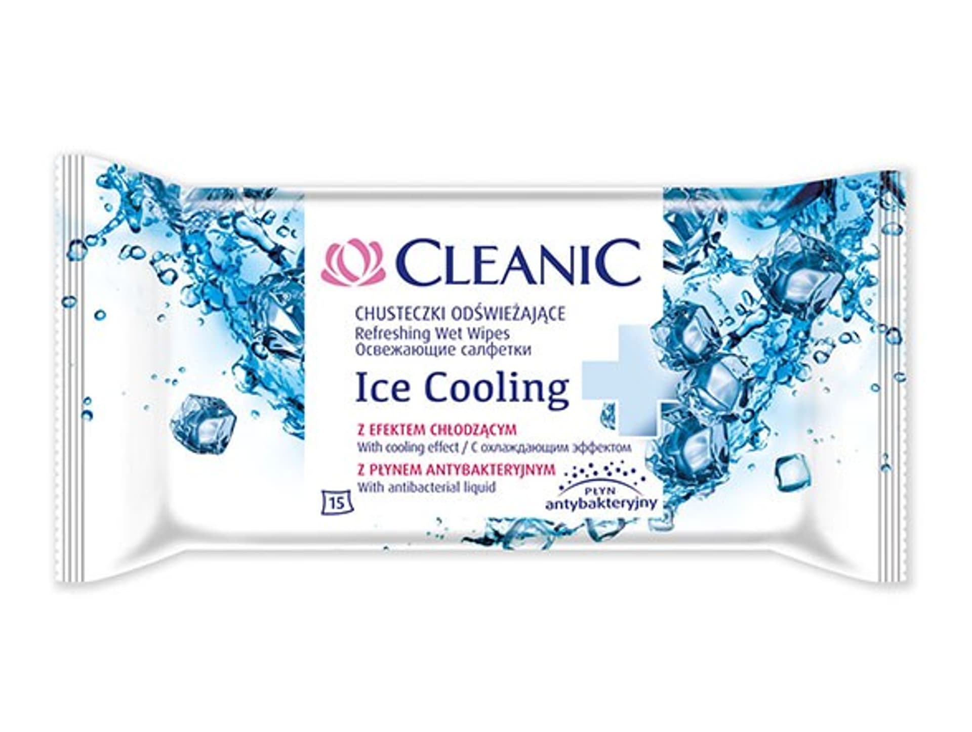 

Cleanic Chusteczki odświeżające Ice Cooling z płynem antybakteryjnym 1 op.-15szt