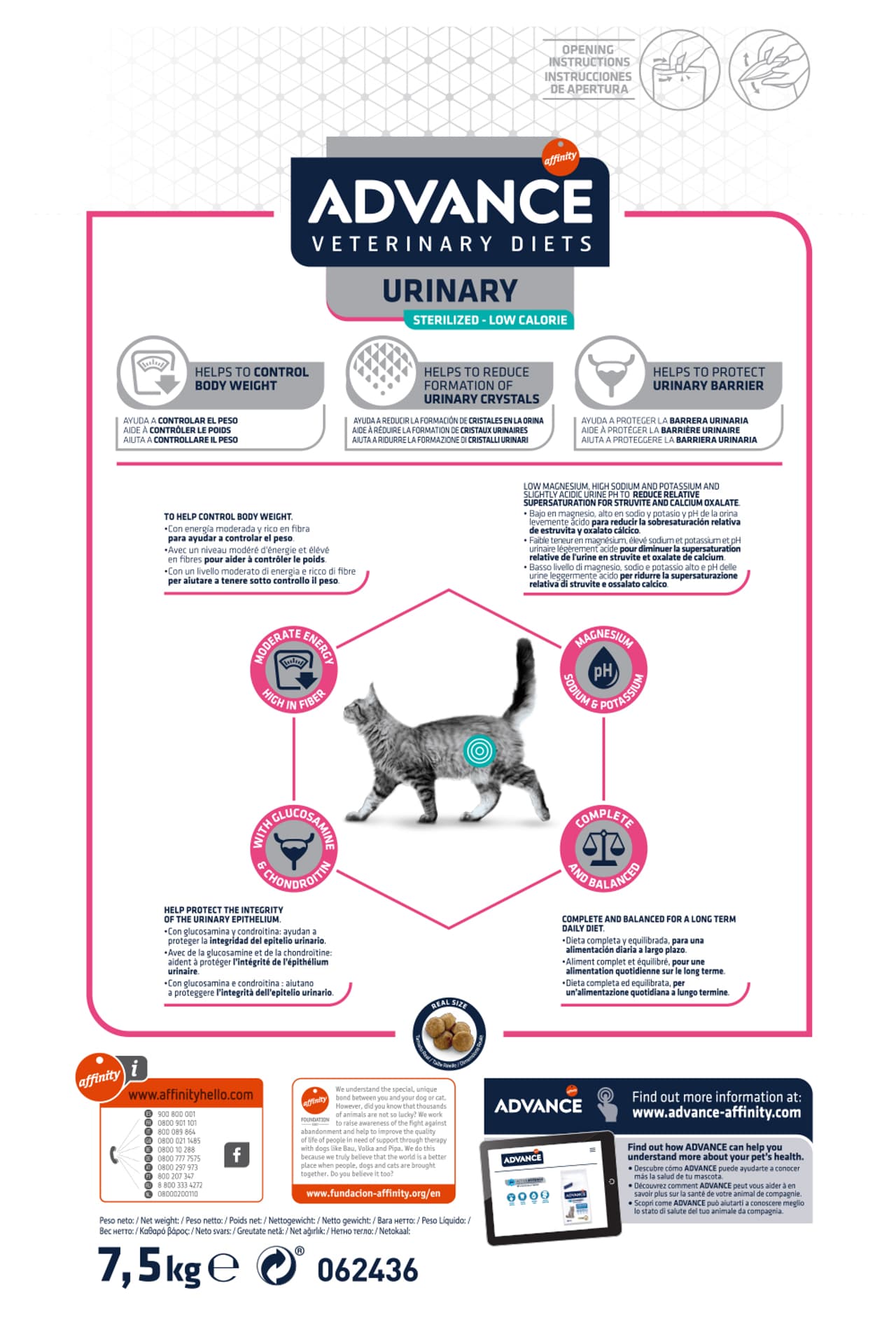 

ADVANCE DIET Urinary Sterilized Low Calorie - sucha karma dla kotów sterylizowanych 7,5kg [924021]