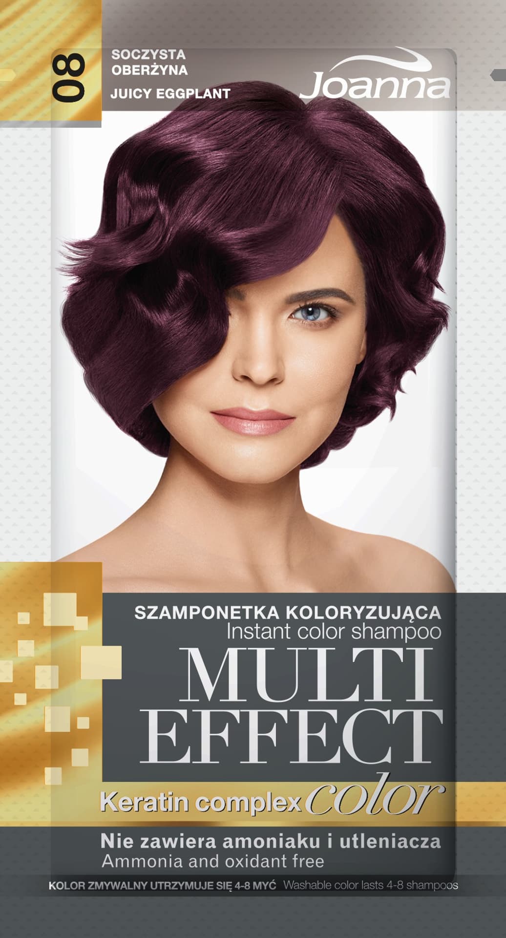 

Joanna Multi Effect Color Keratin Complex Szamponetka 08 Soczysta Oberżyna 35g