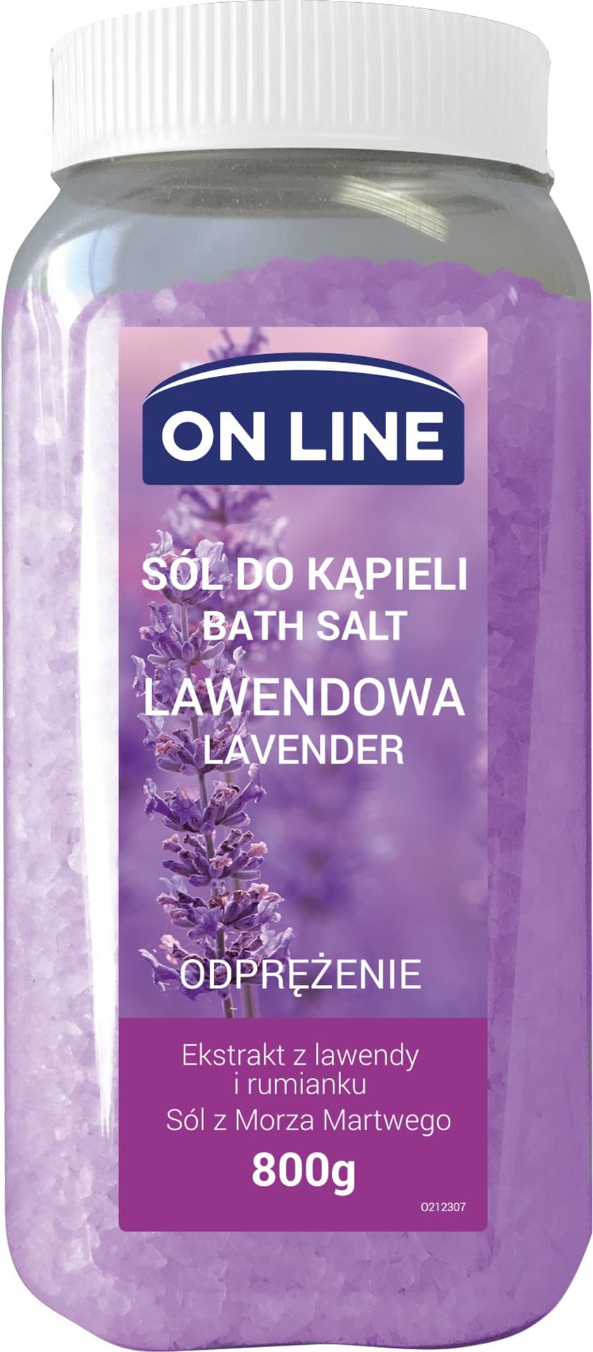 

On Line Odprężająca Sól do kąpieli Lawenda 800g