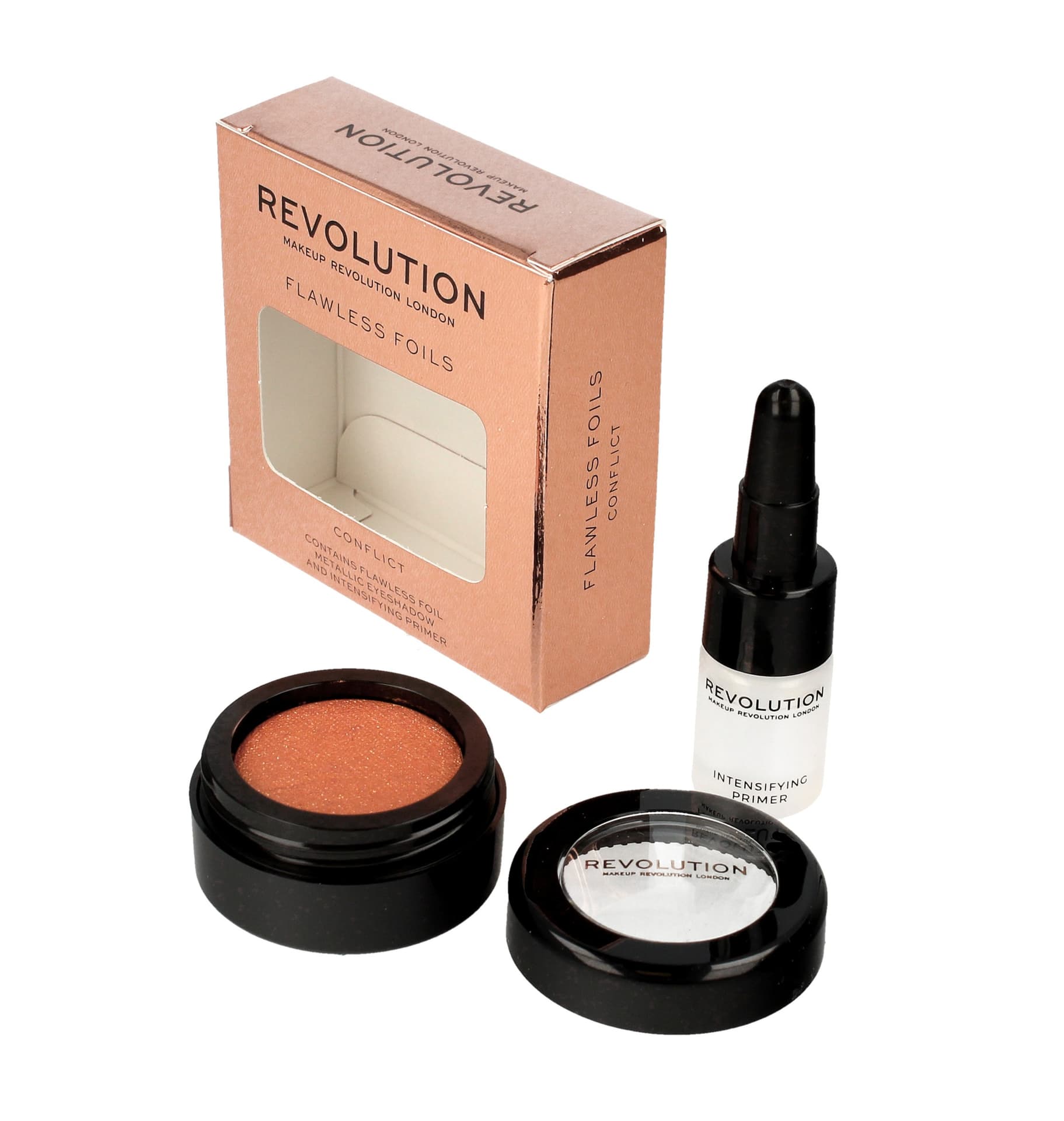 

Makeup Revolution Flawless Foils Cień do powiek metaliczny+baza Conflict 1op.