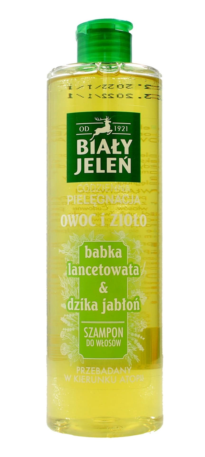 

Biały Jeleń Owoc i Zioło Szampon do włosów oczyszczający Babka Lancetowata & Dzika Jabłoń 400ml