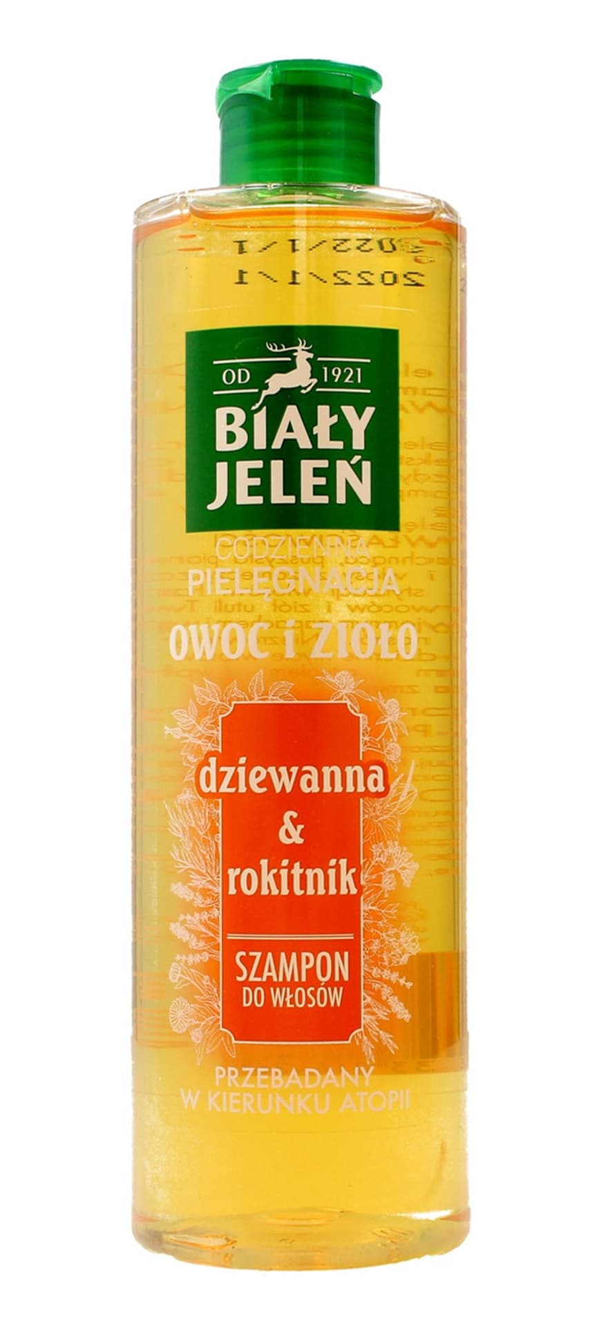 

Biały Jeleń Owoc i Zioło Szampon do włosów oczyszczający Dziewanna & Rokitnik 400ml