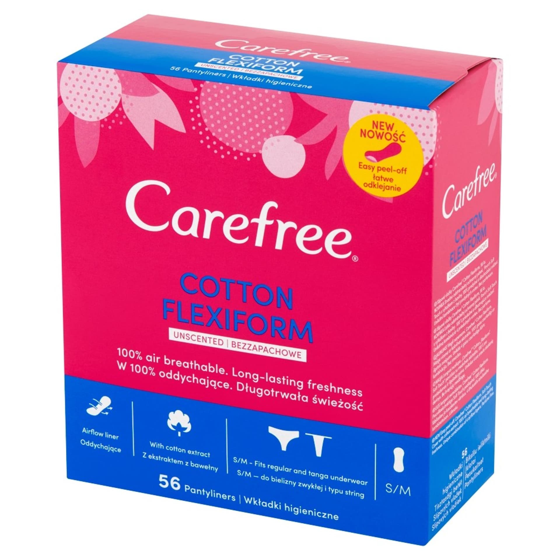 

Carefree Cotton Flexiform Wkładki higieniczne Unscented-bezzapachowe 1op.-56szt