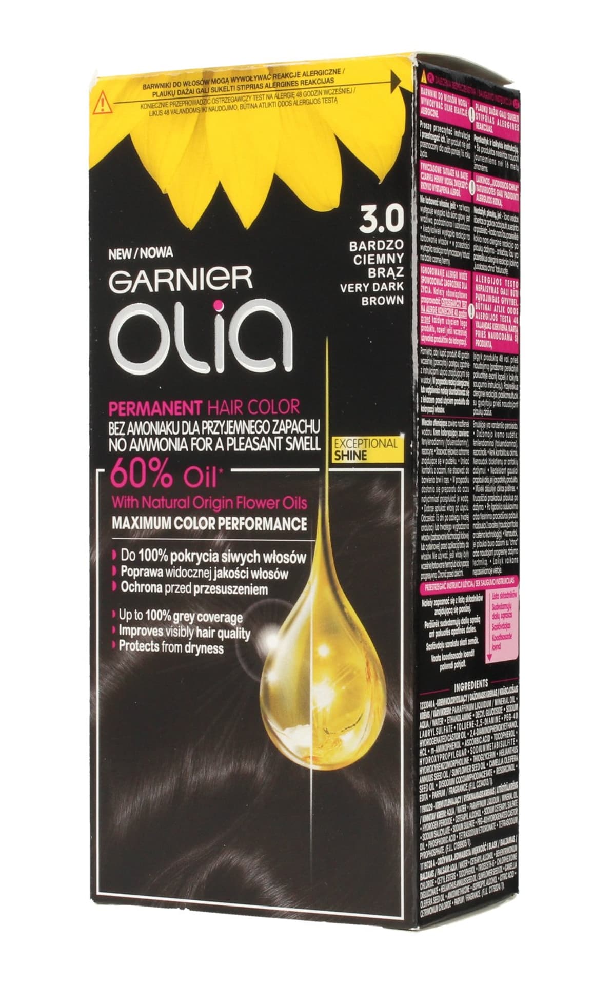 

Garnier Olia Farba do włosów nr 3.0 Bardzo Ciemny Brąz 1op.