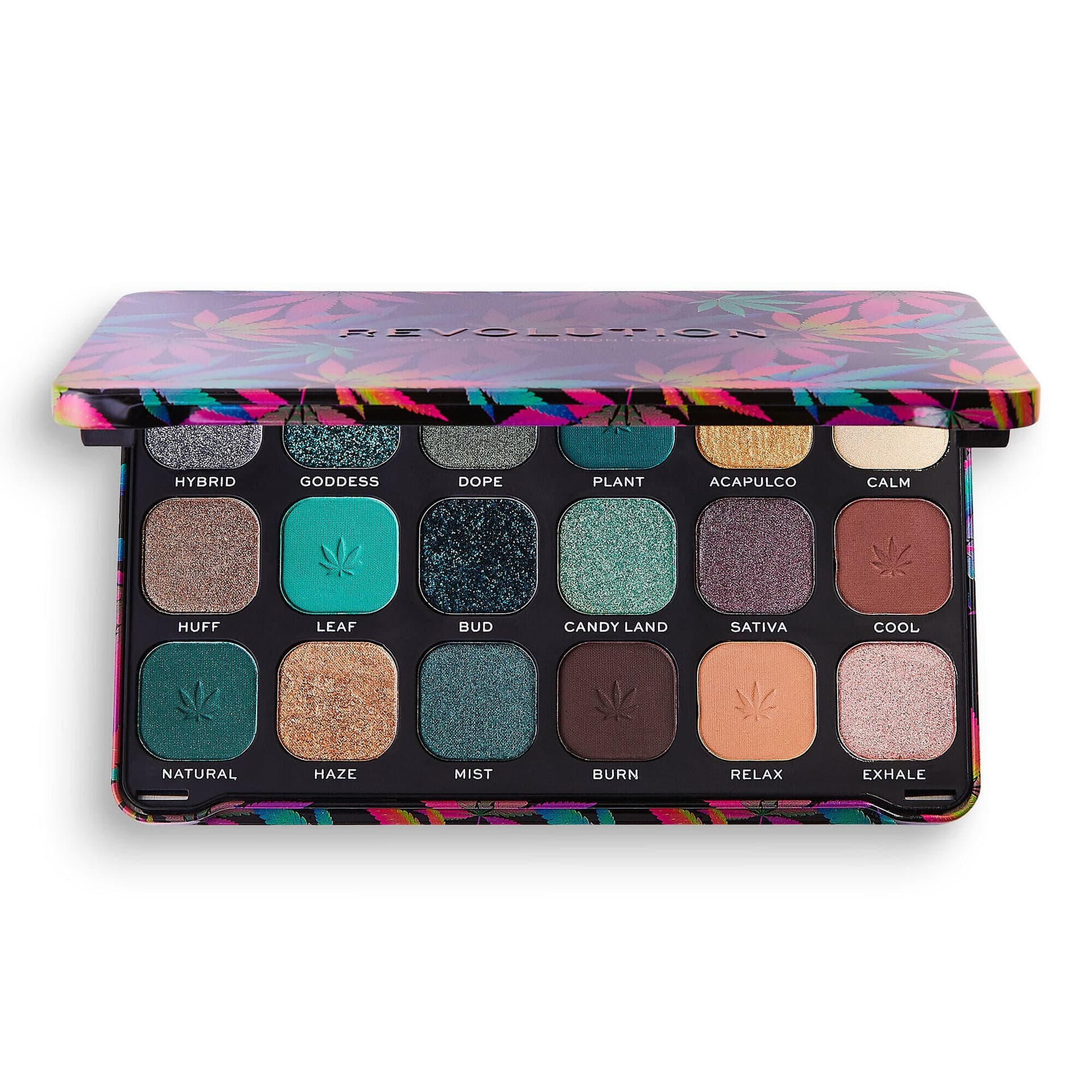 

Makeup Revolution Paleta cieni do powiek Forever Flawless Chilled with cannabis sativa 1 szt
