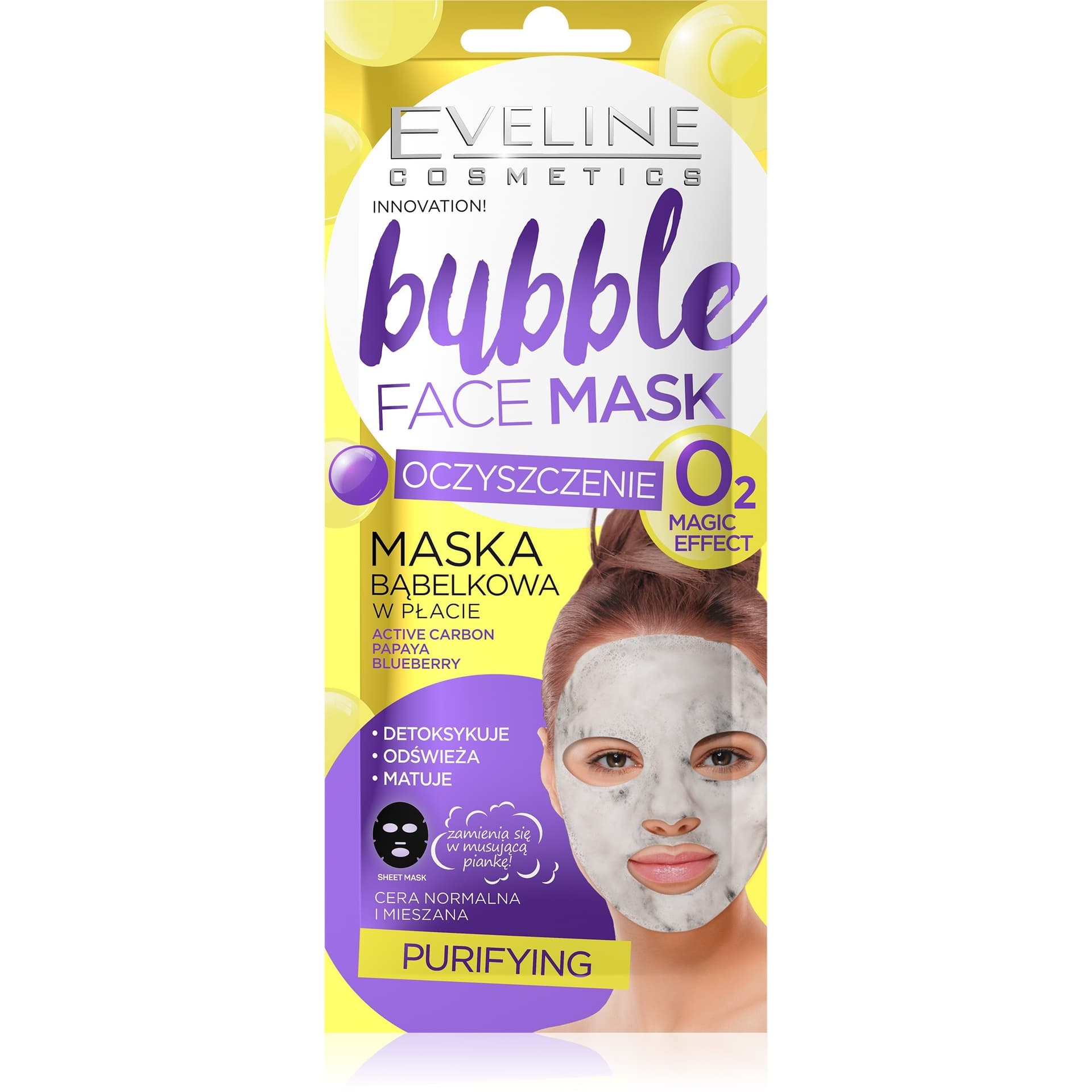 

Eveline Bubble Face Maska bąbelkowa w płacie - Oczyszczenie 1szt
