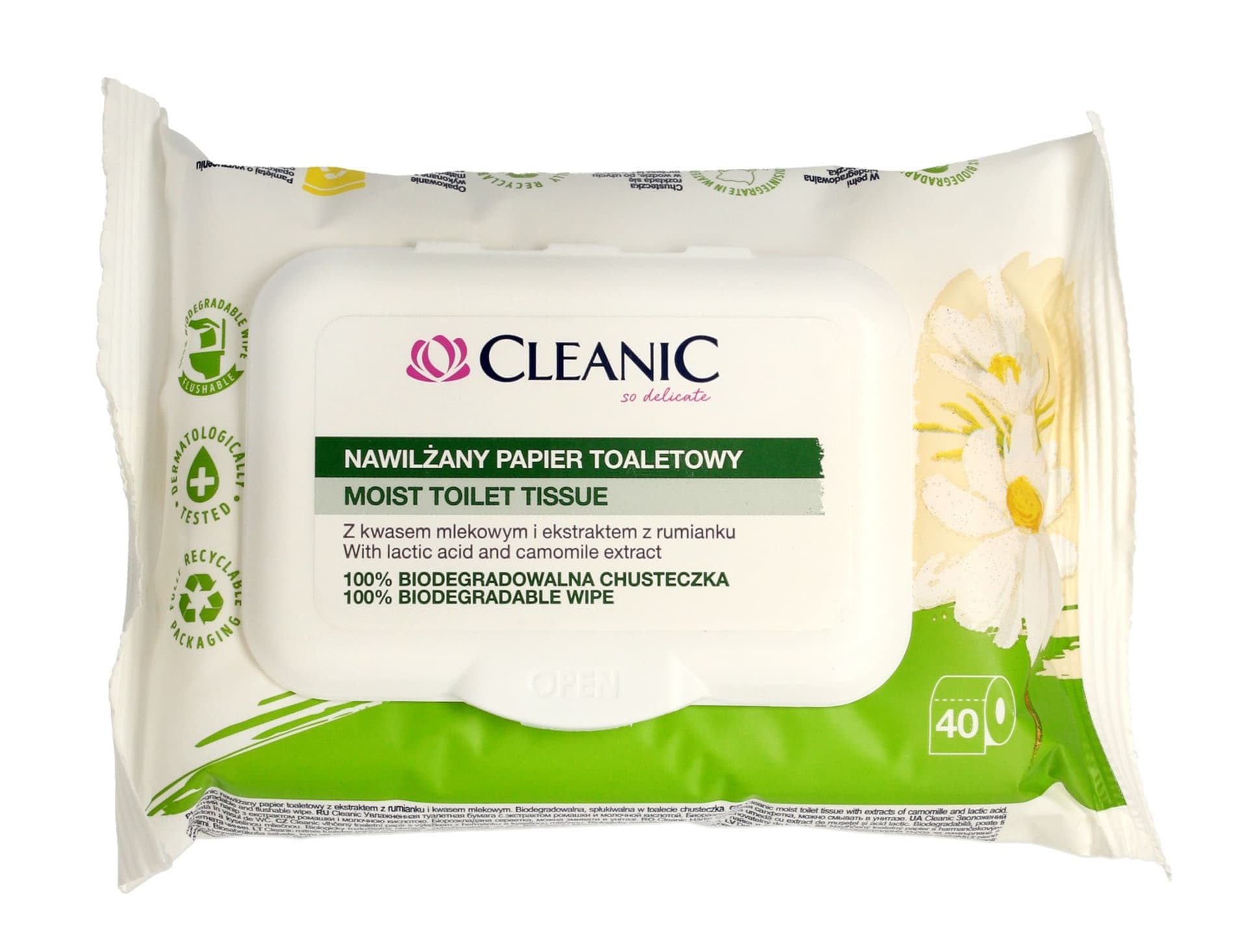 

Cleanic Papier toaletowy nawilżany z ekstraktem z rumianku 1op.-40szt